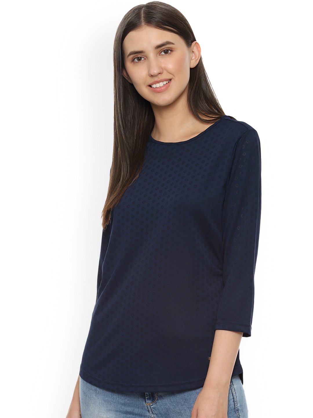 Allen Solly Woman Navy Blue Self Design Top