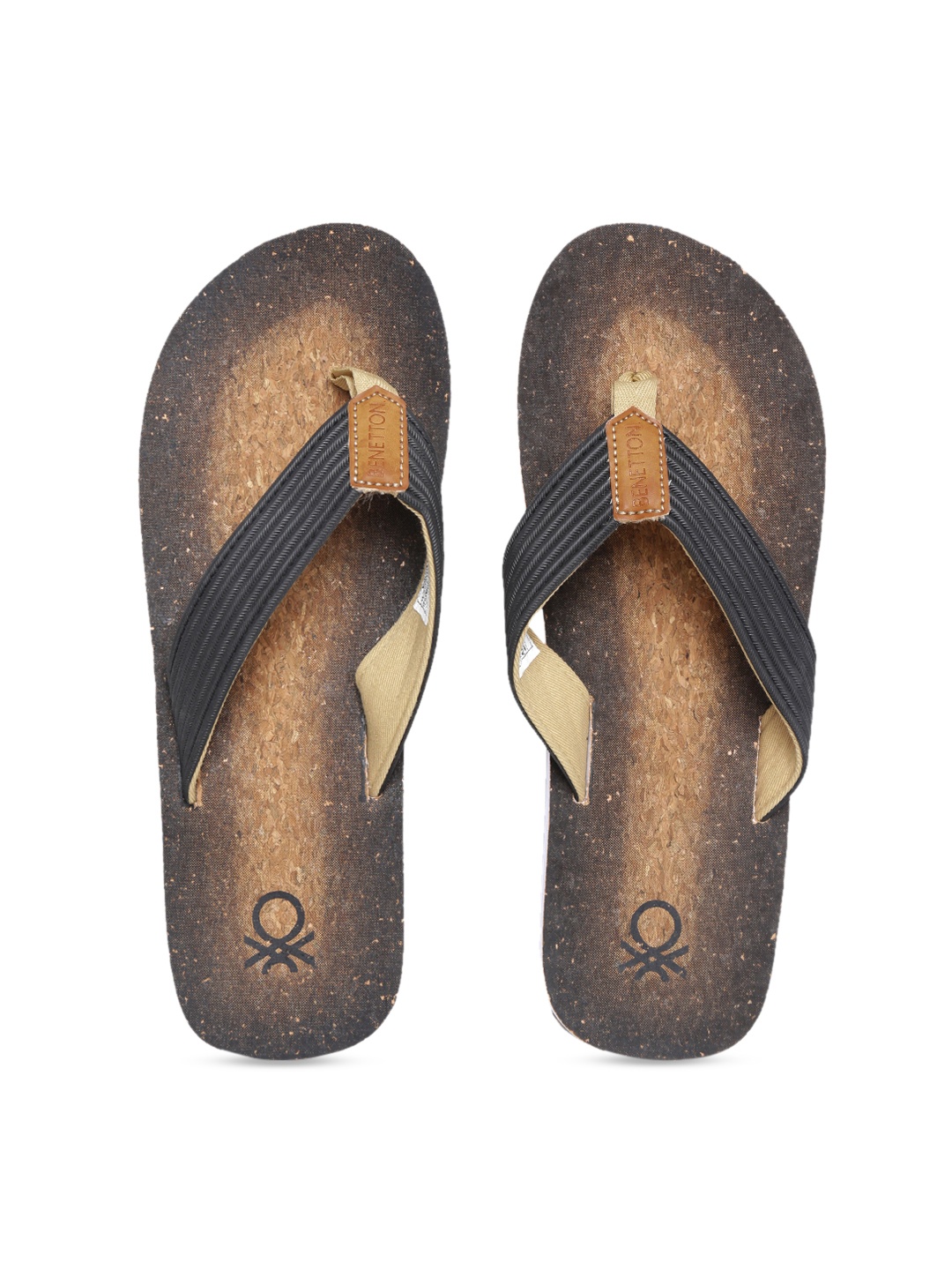 

United Colors of Benetton Men Black & Brown Printed Thong Flip-Flops
