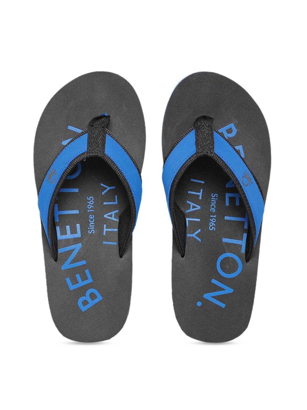 

United Colors of Benetton Men Grey & Blue Printed Thong Flip-Flops