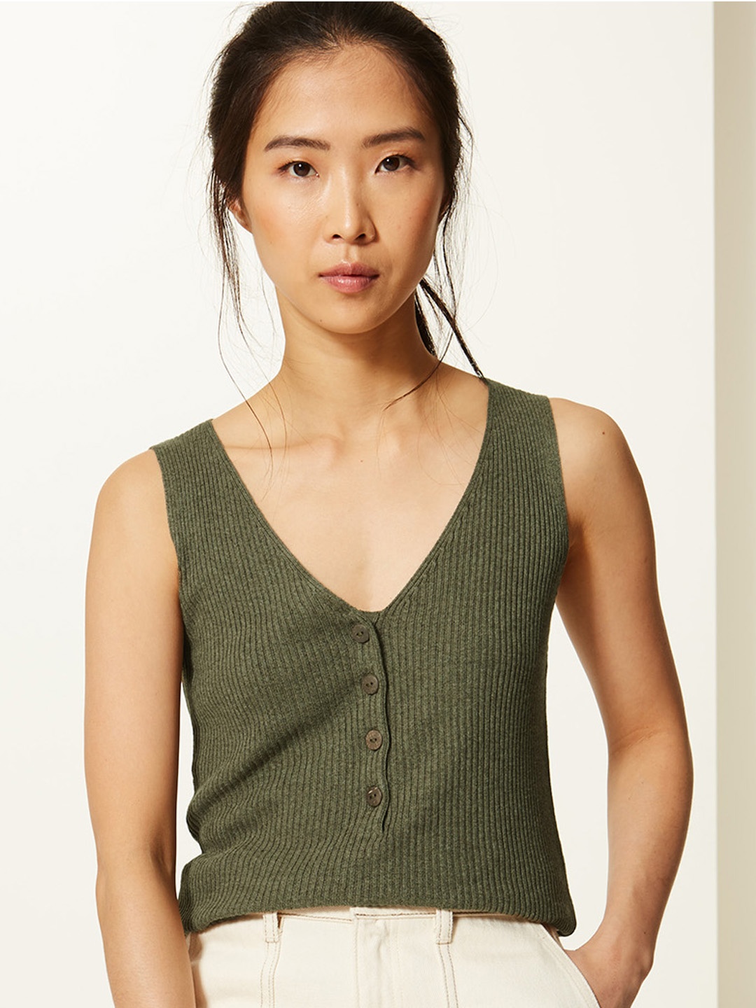 

Marks & Spencer Women Green Solid Sweater