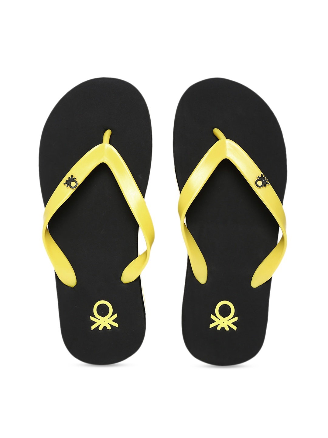 

United Colors of Benetton Men Black & Yellow Printed Thong Flip-Flops