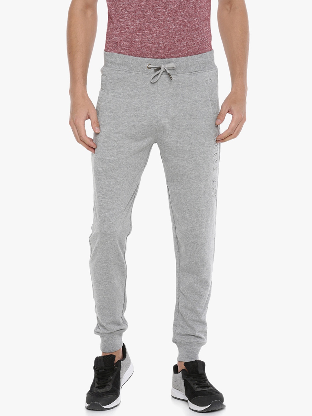 Force NXT Men Solid Pack of 1 Super Combed Cotton Joggers, Grey melange
