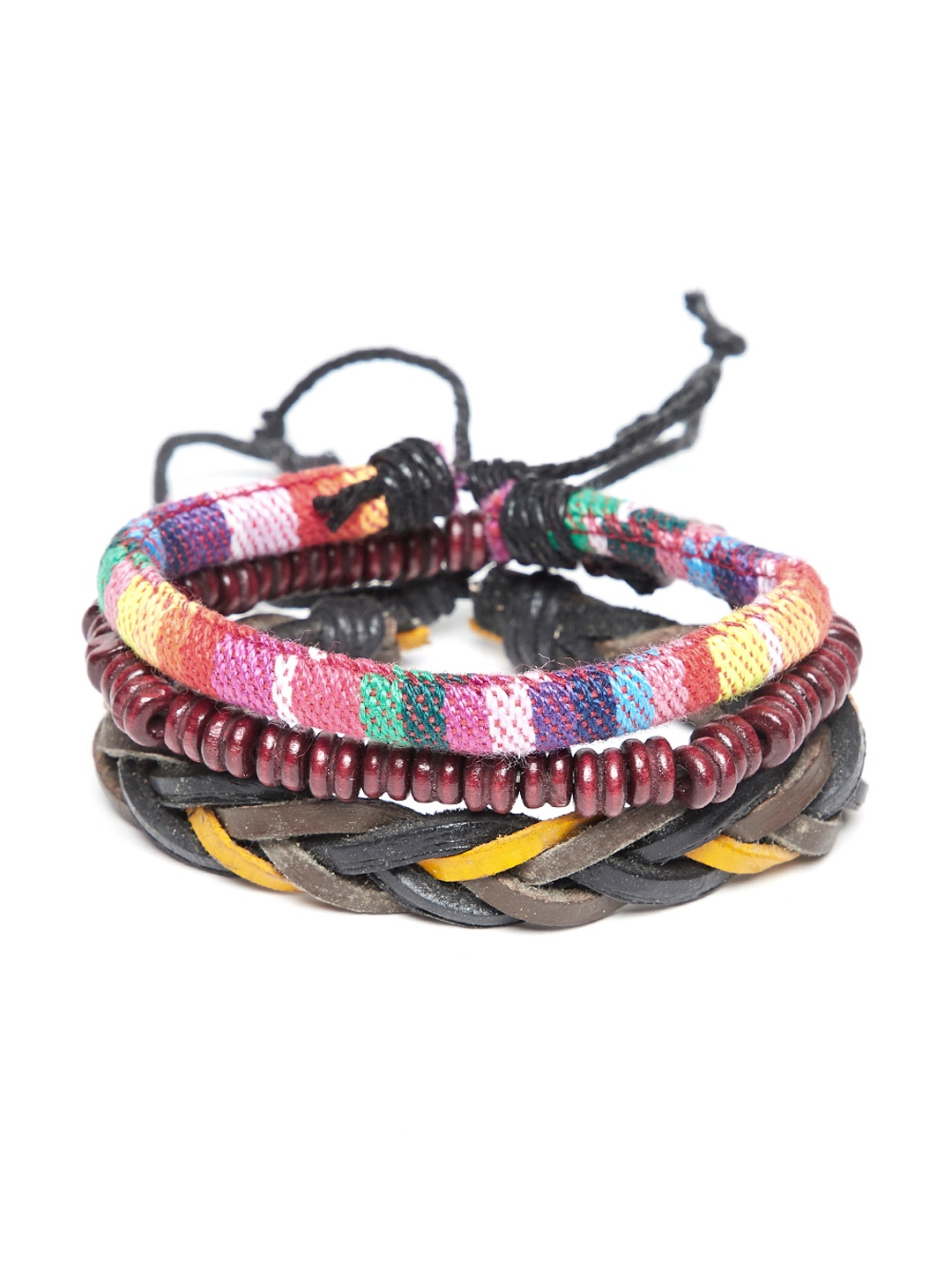 

Alvaro Castagnino Men Set of 3 Leather Wraparound Bracelet, Multi
