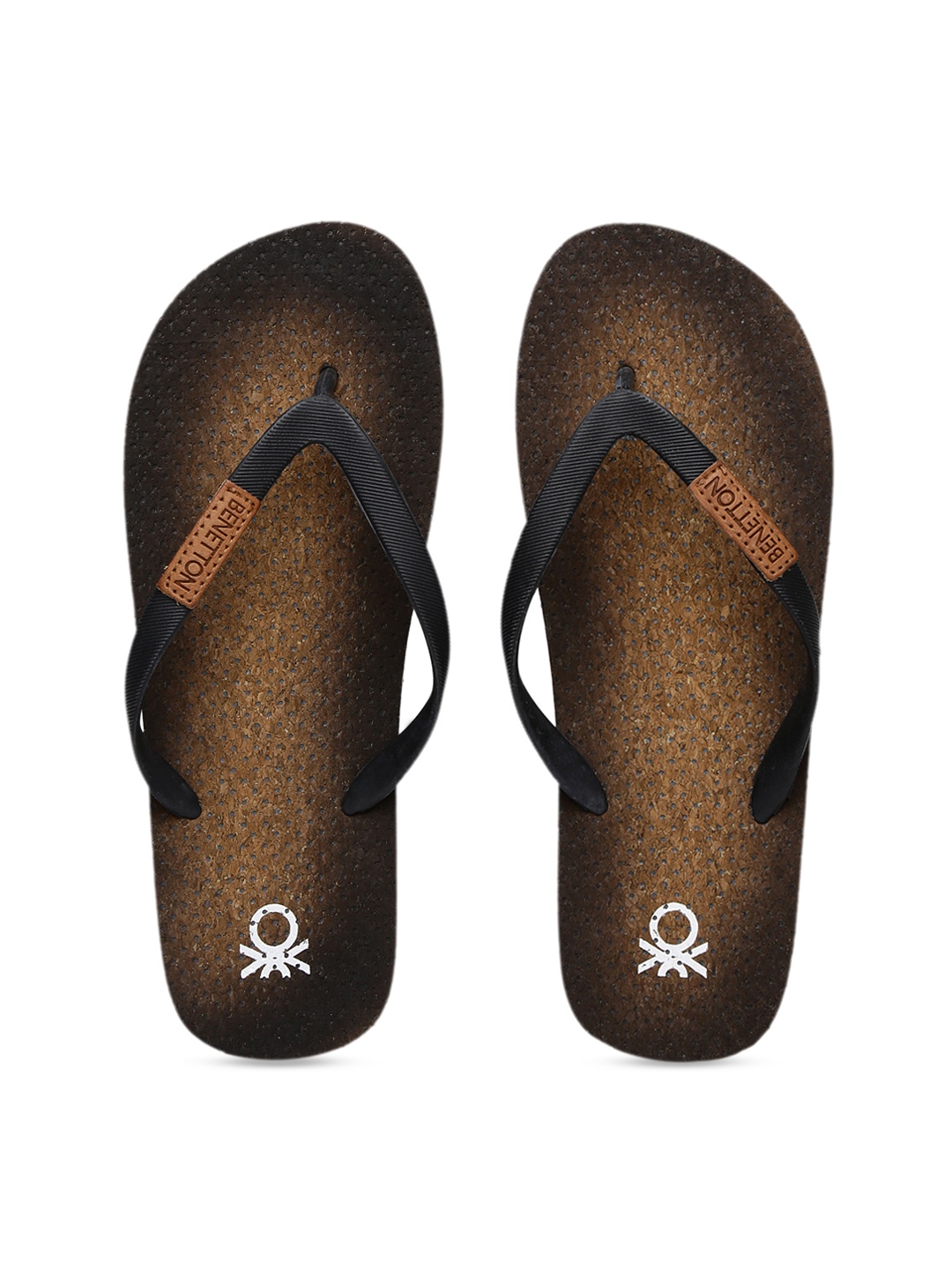 

United Colors of Benetton Men Black & Brown Printed Thong Flip-Flops