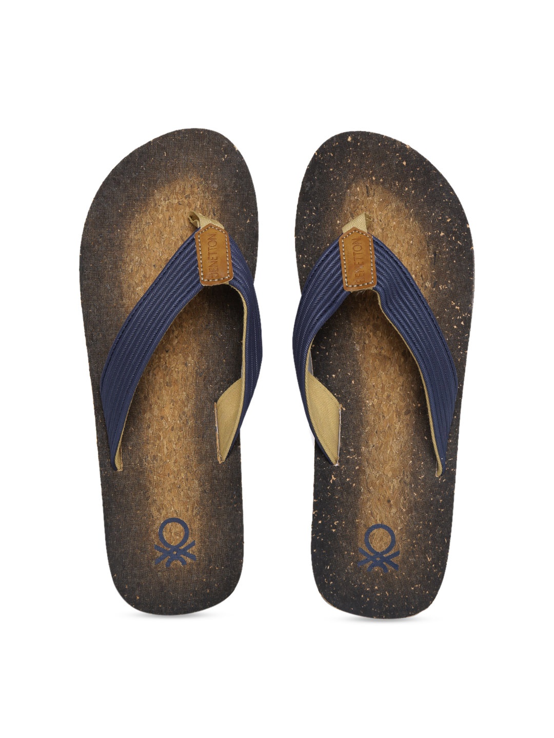 United Colors of Benetton Men Navy Blue Printed Thong Flip-Flops