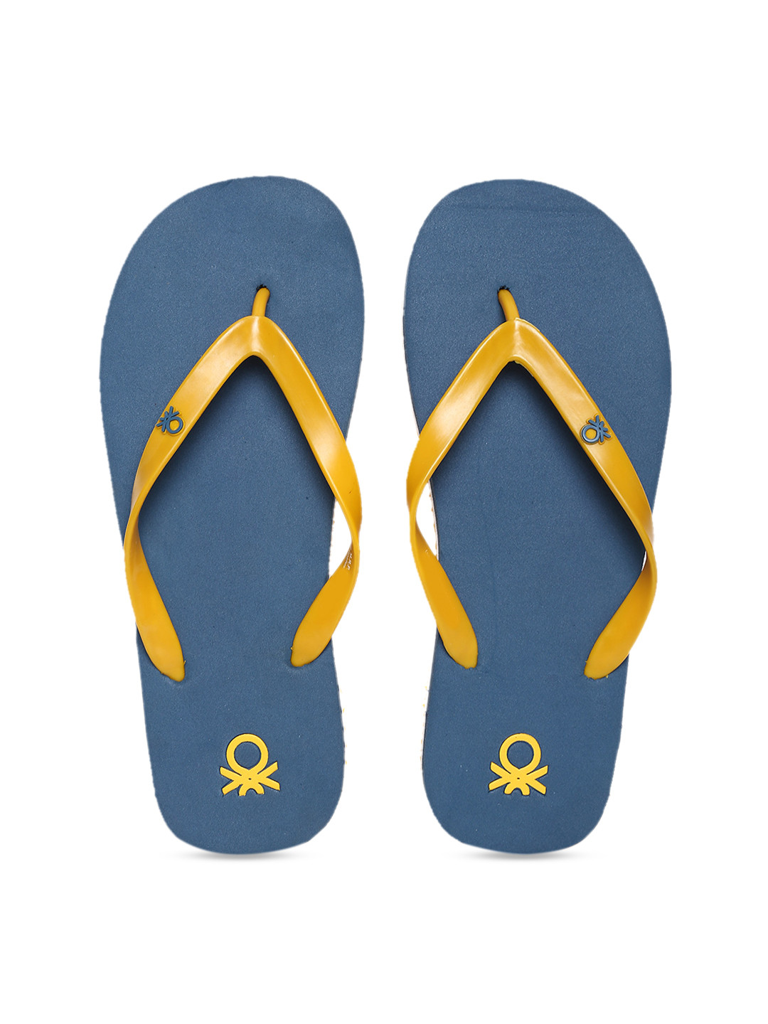 

United Colors of Benetton Men Yellow & Blue Solid Thong Flip-Flops