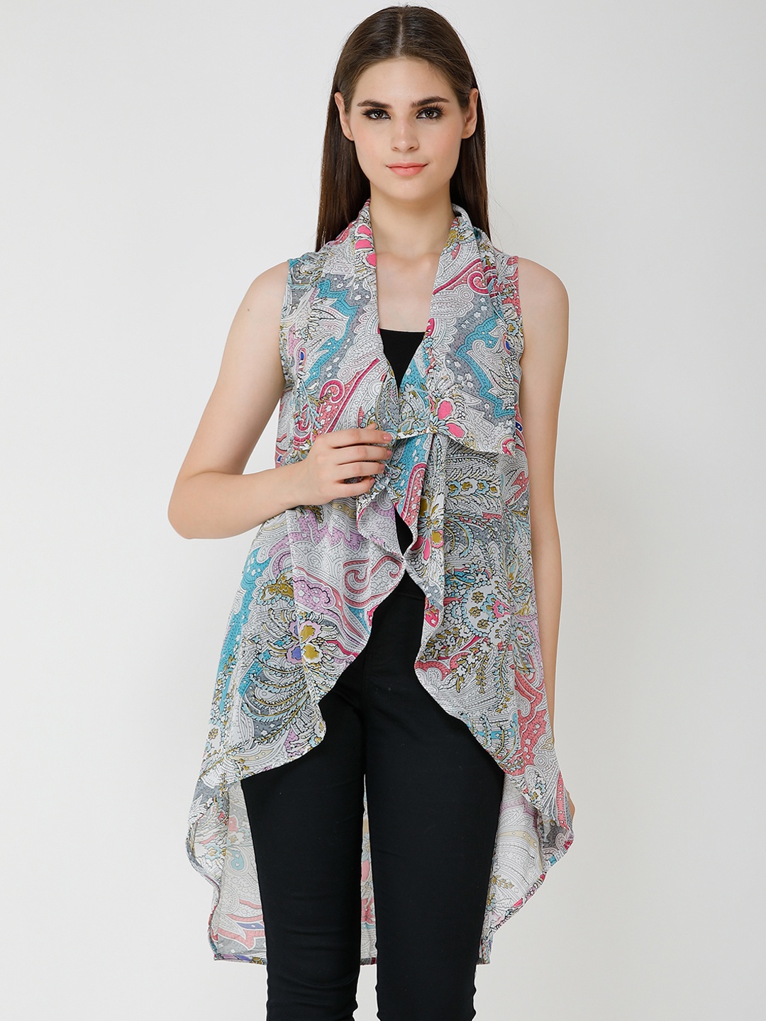 

Cation Women Multicoloured Printed Open Front Shrug, Multi