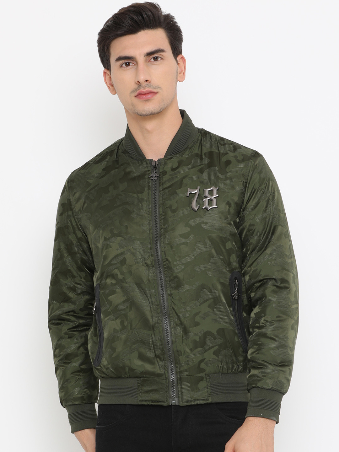 

SHOWOFF Men Green Printed Bomber Jacket