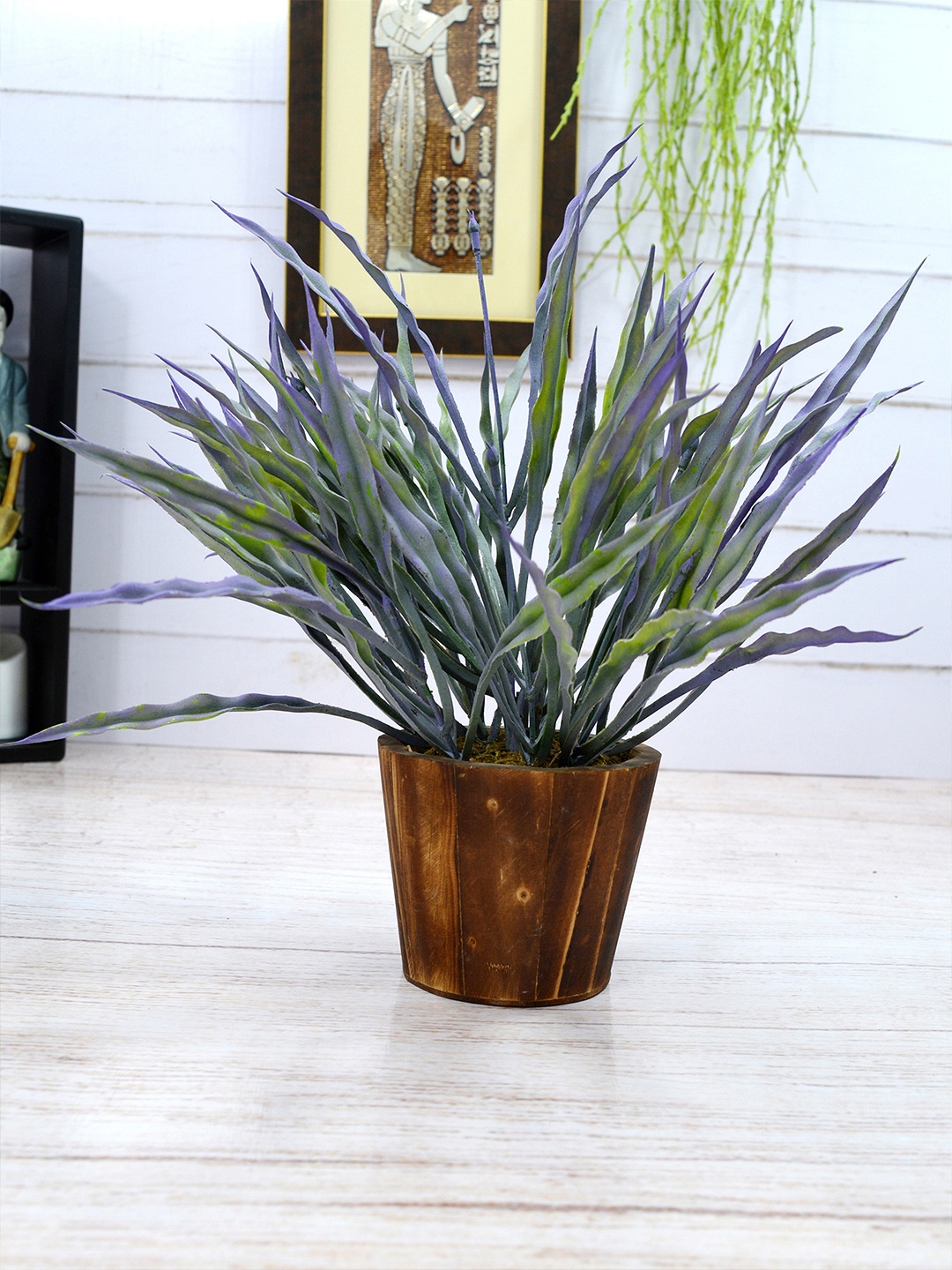 

fancy mart Lavender Bamboo Grass Wooden Pot