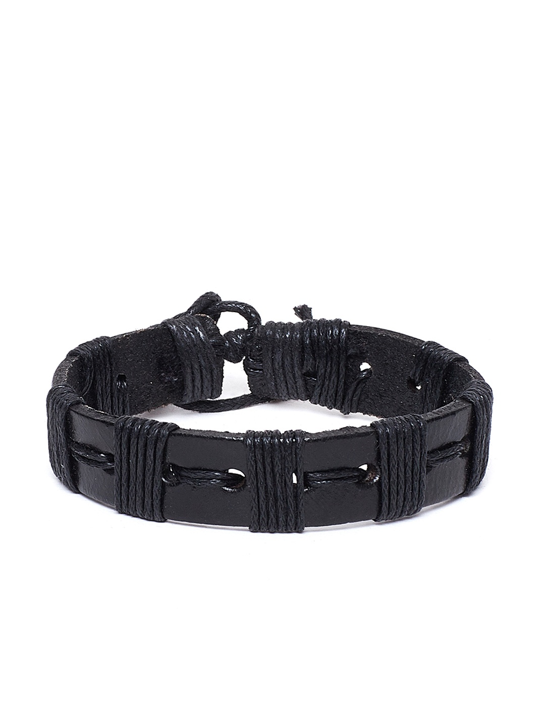 

Alvaro Castagnino Men Black Leather Wraparound Bracelet