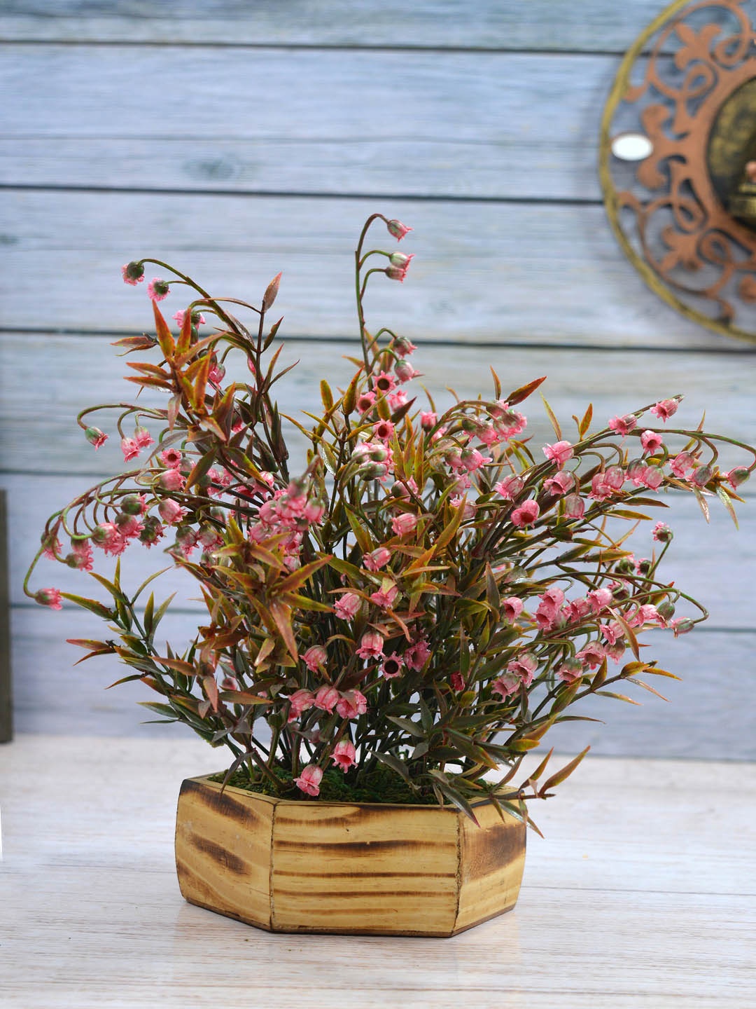 

fancy mart Pink Artificial Plants Grass Bells with Pot