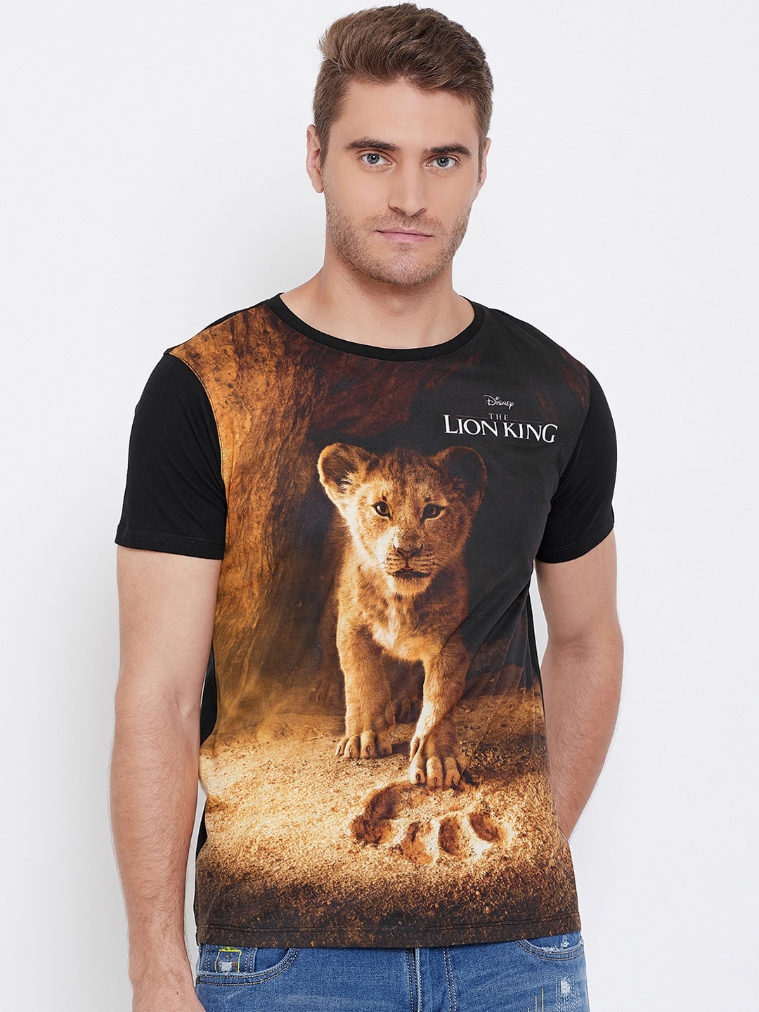 

Disney by Wear Your Mind Men Brown Printed Round Neck T-shirt