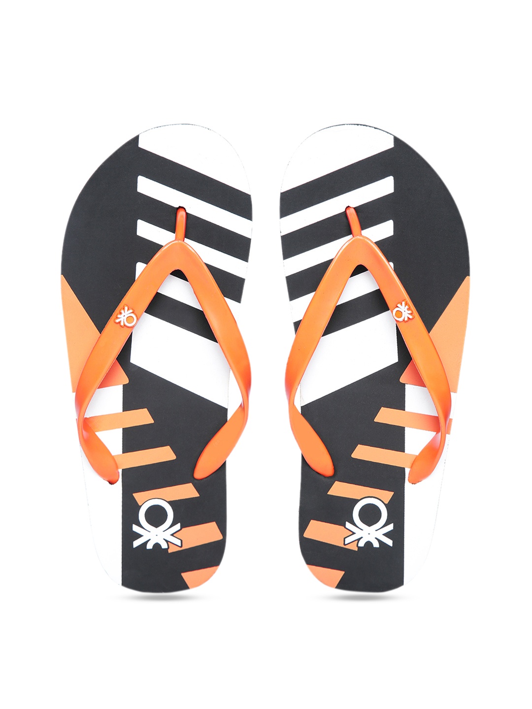 

United Colors of Benetton Men Orange & Black Colourblocked Thong Flip-Flops