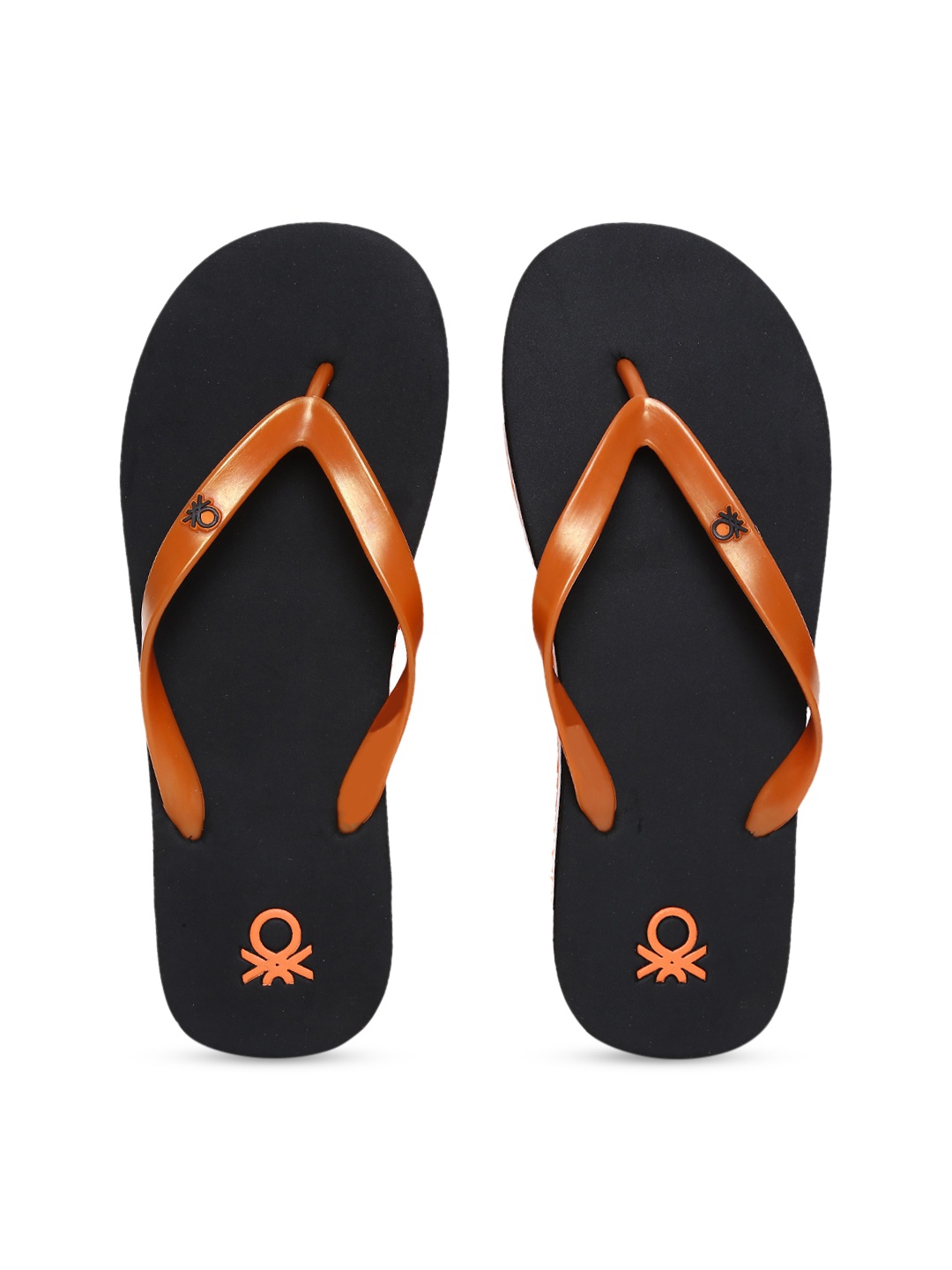 

United Colors of Benetton Men Orange & Black Solid Thong Flip-Flops