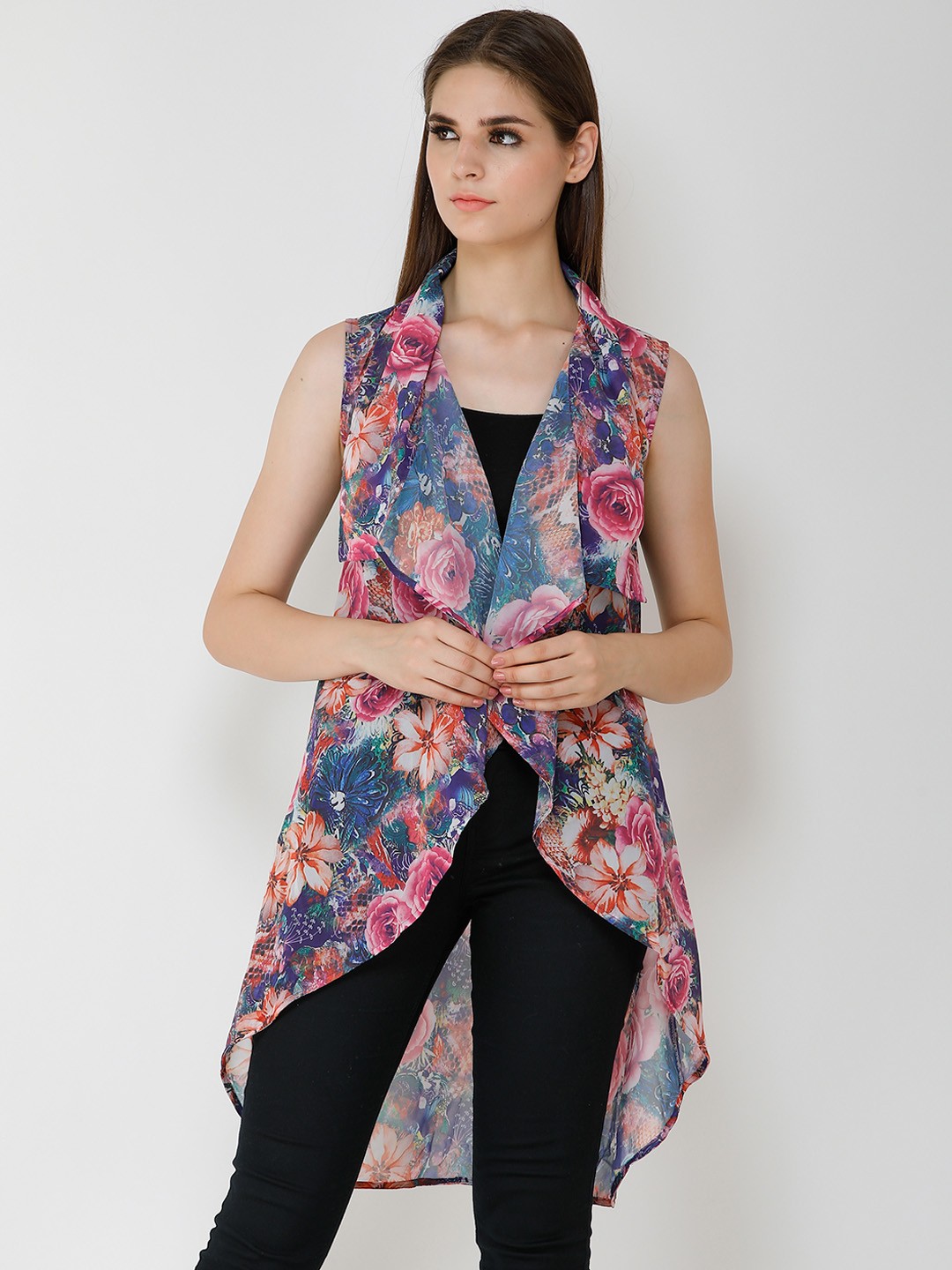 

Cation Women Multicoloured Printed Open Front Shrug, Multi