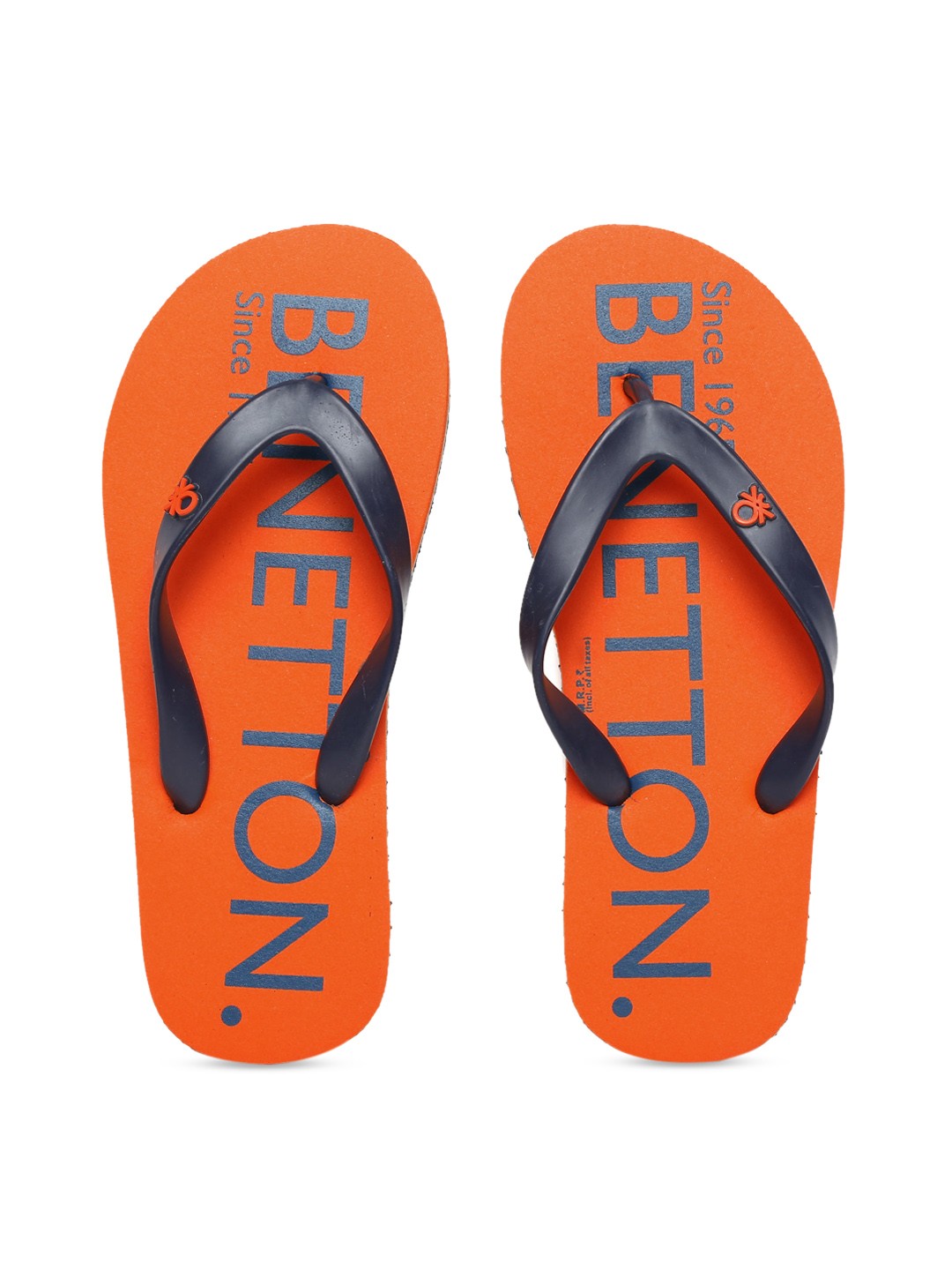 

United Colors of Benetton Men Orange & Black Printed Thong Flip-Flops