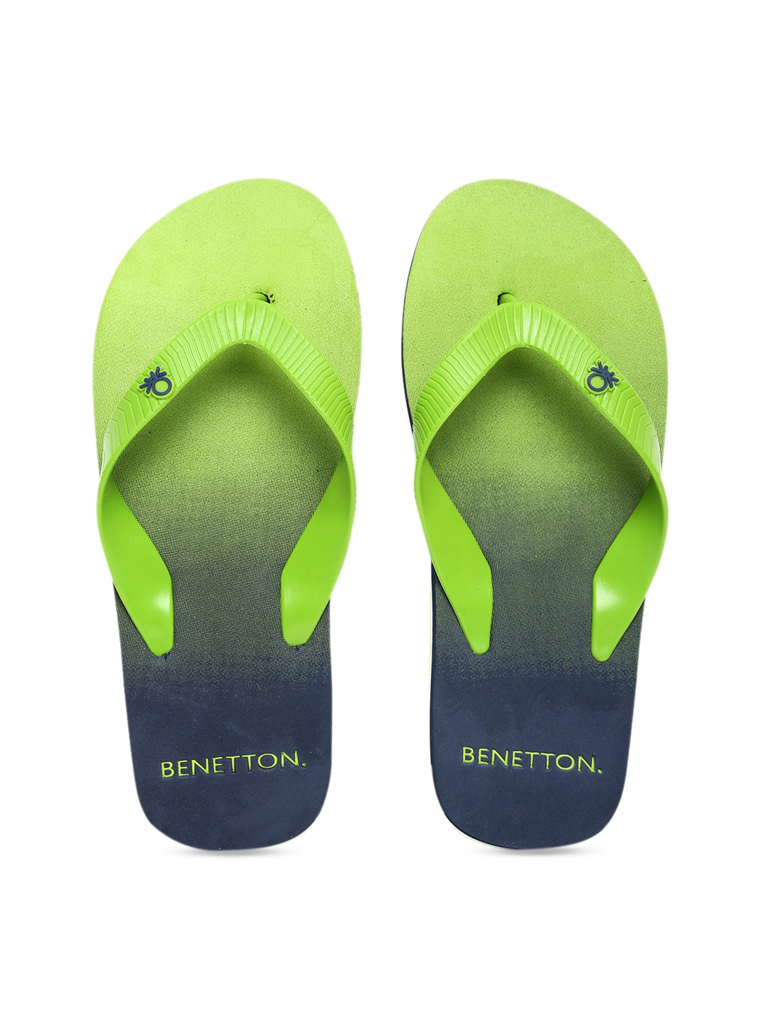 

United Colors of Benetton Men Lime Green & Navy Blue Colourblocked Thong Flip-Flops