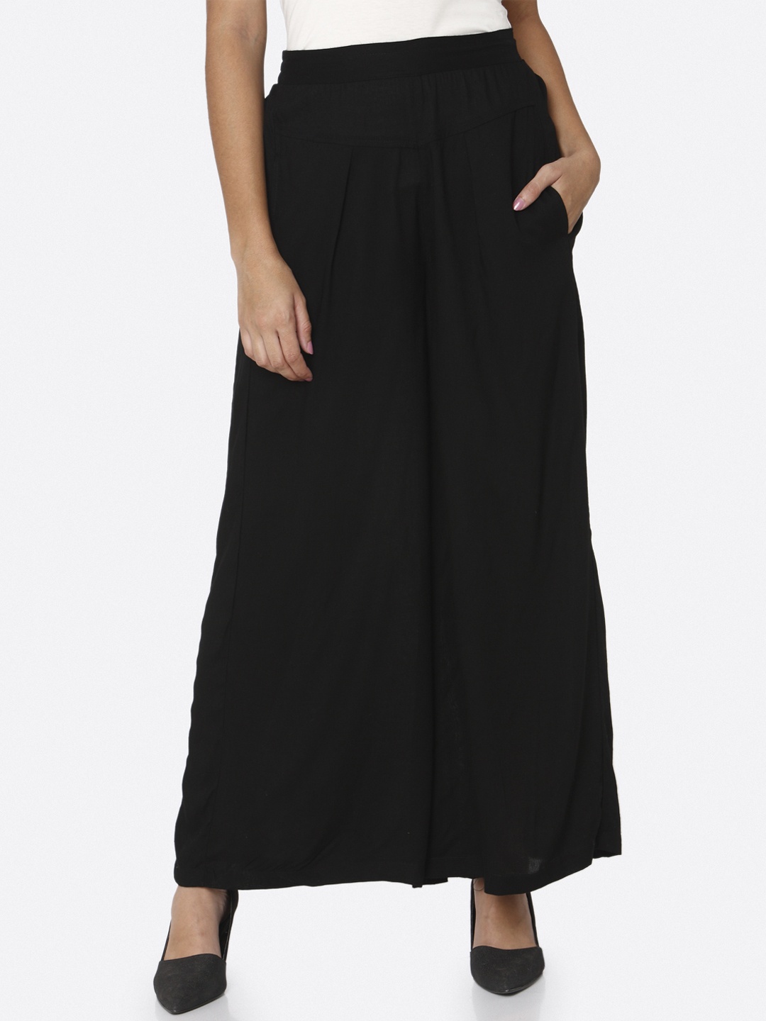 

RAISIN Women Black Solid Flared Palazzos