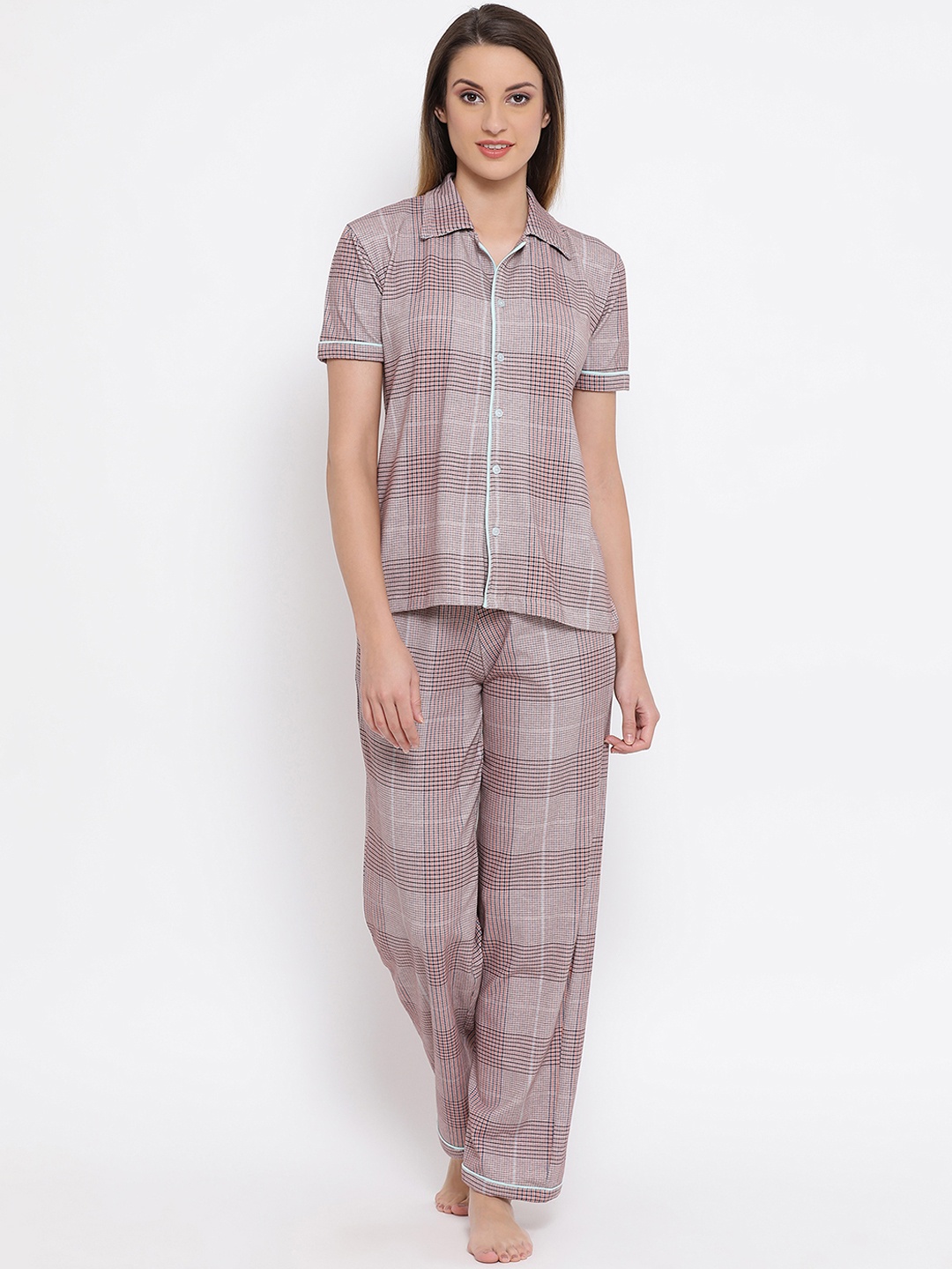 

Clovia Women Nude-Coloured Printed Night suit