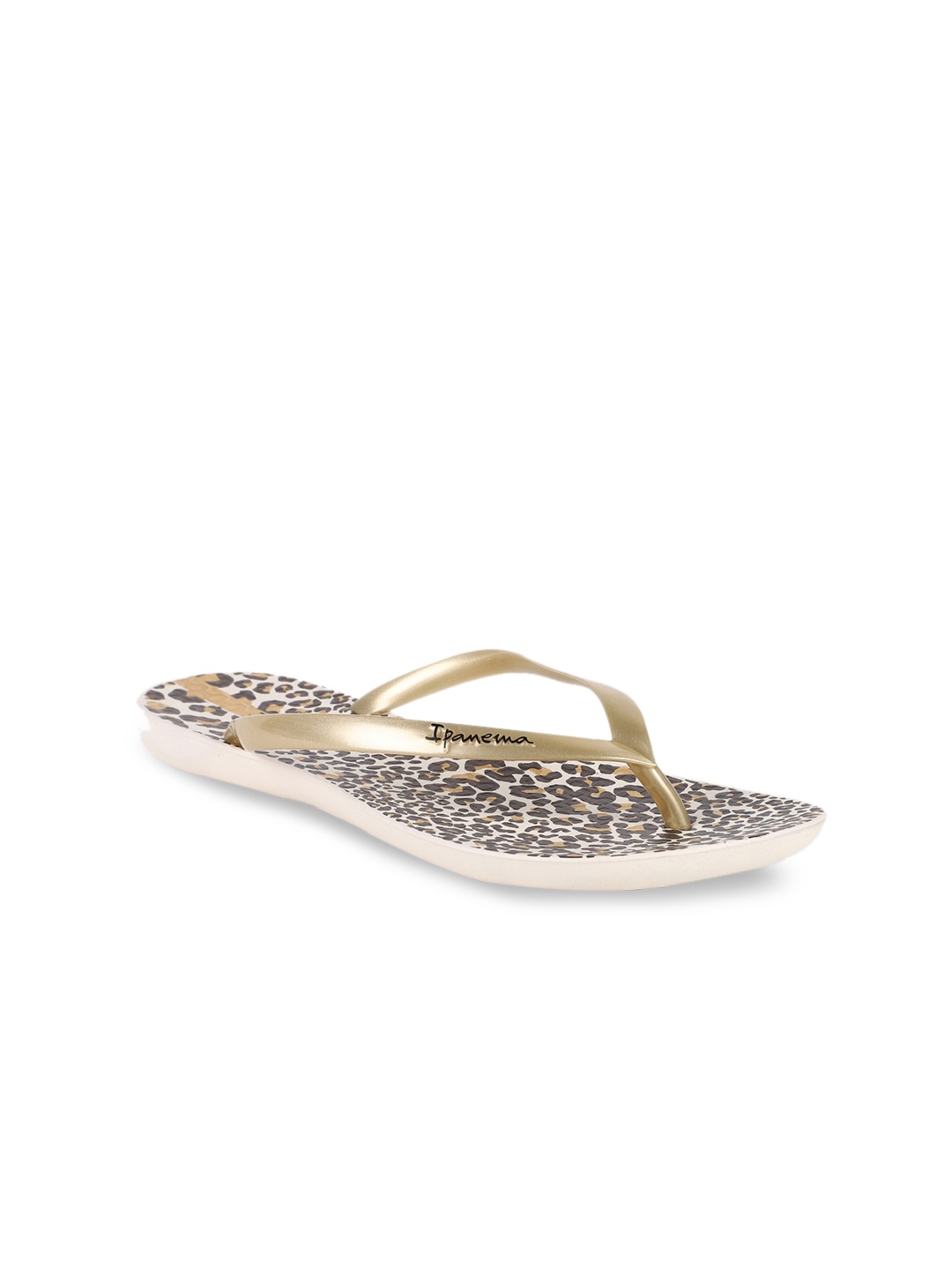 

iPanema Women Beige & Gold-Toned Animal Print Thong Flip-Flops