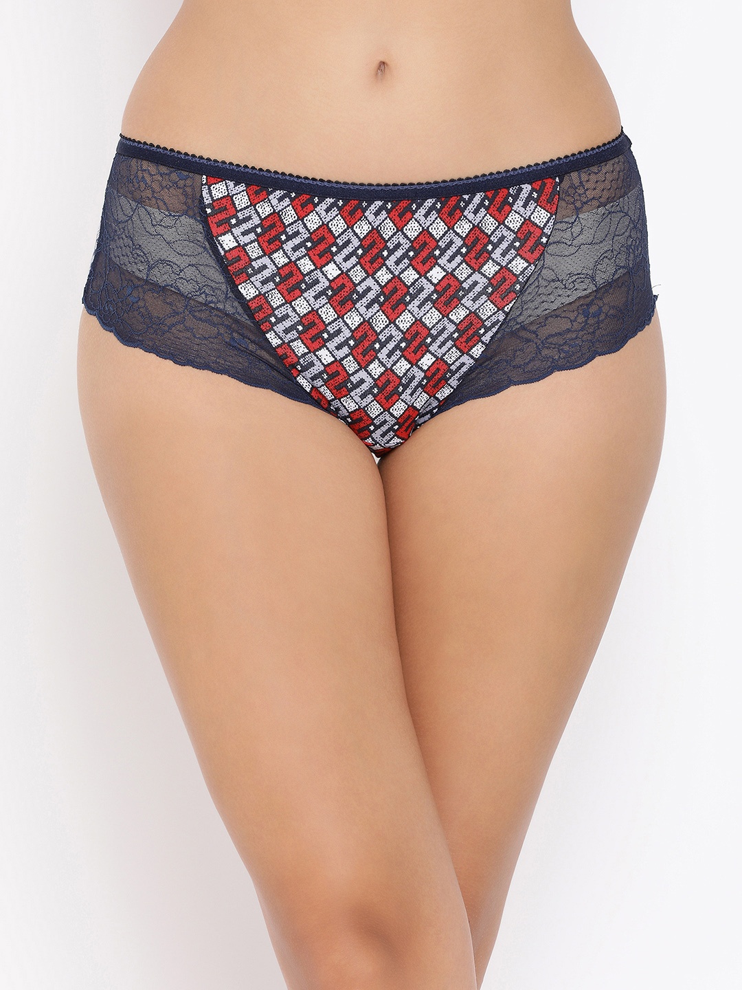 

Clovia Women Blue & Red Printed Mid Rise Lace Hipster Briefs PN3207P08XL