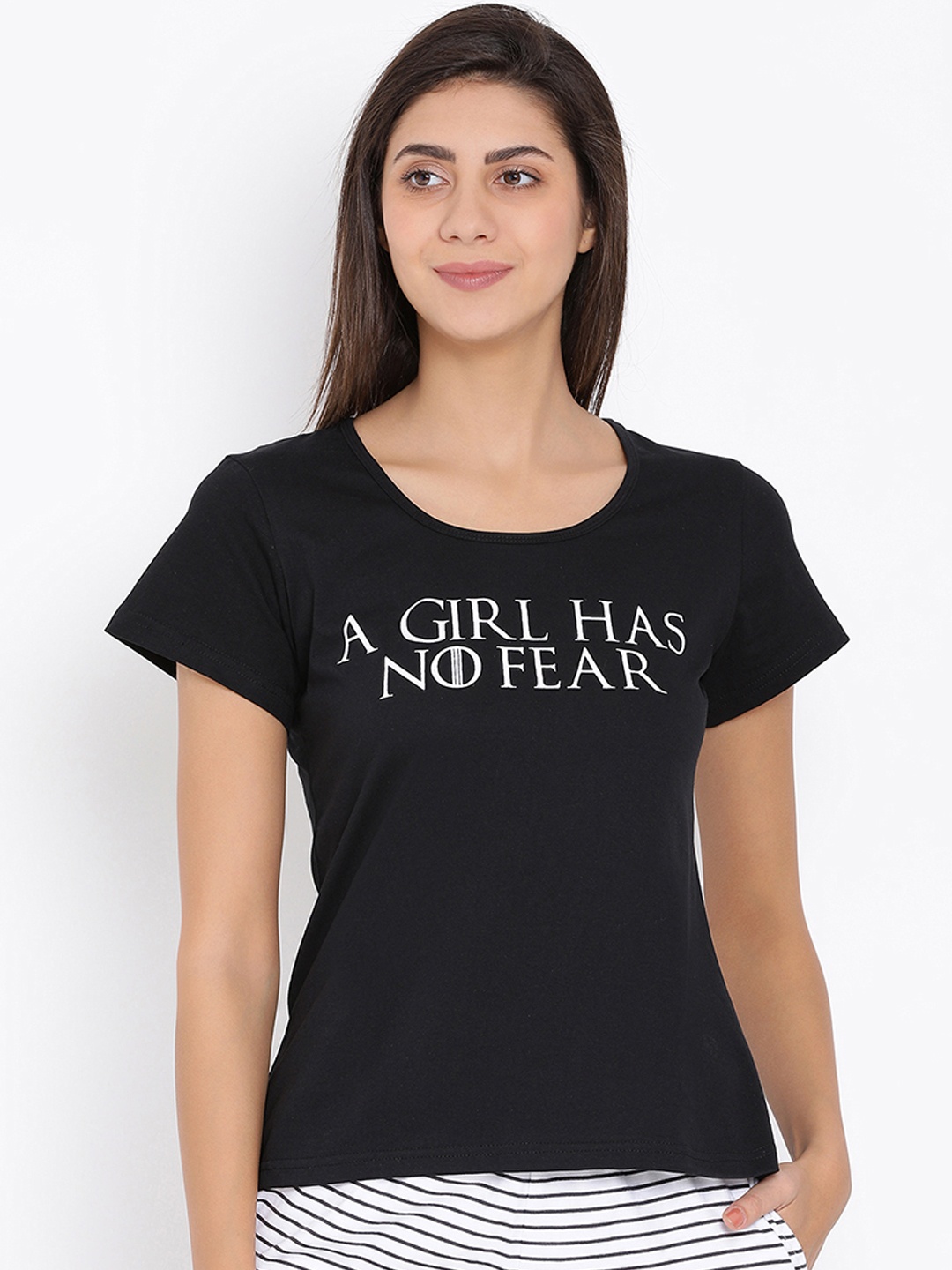 

Clovia Women Black GOT Printed Lounge T-Shirt LT0124A13XL