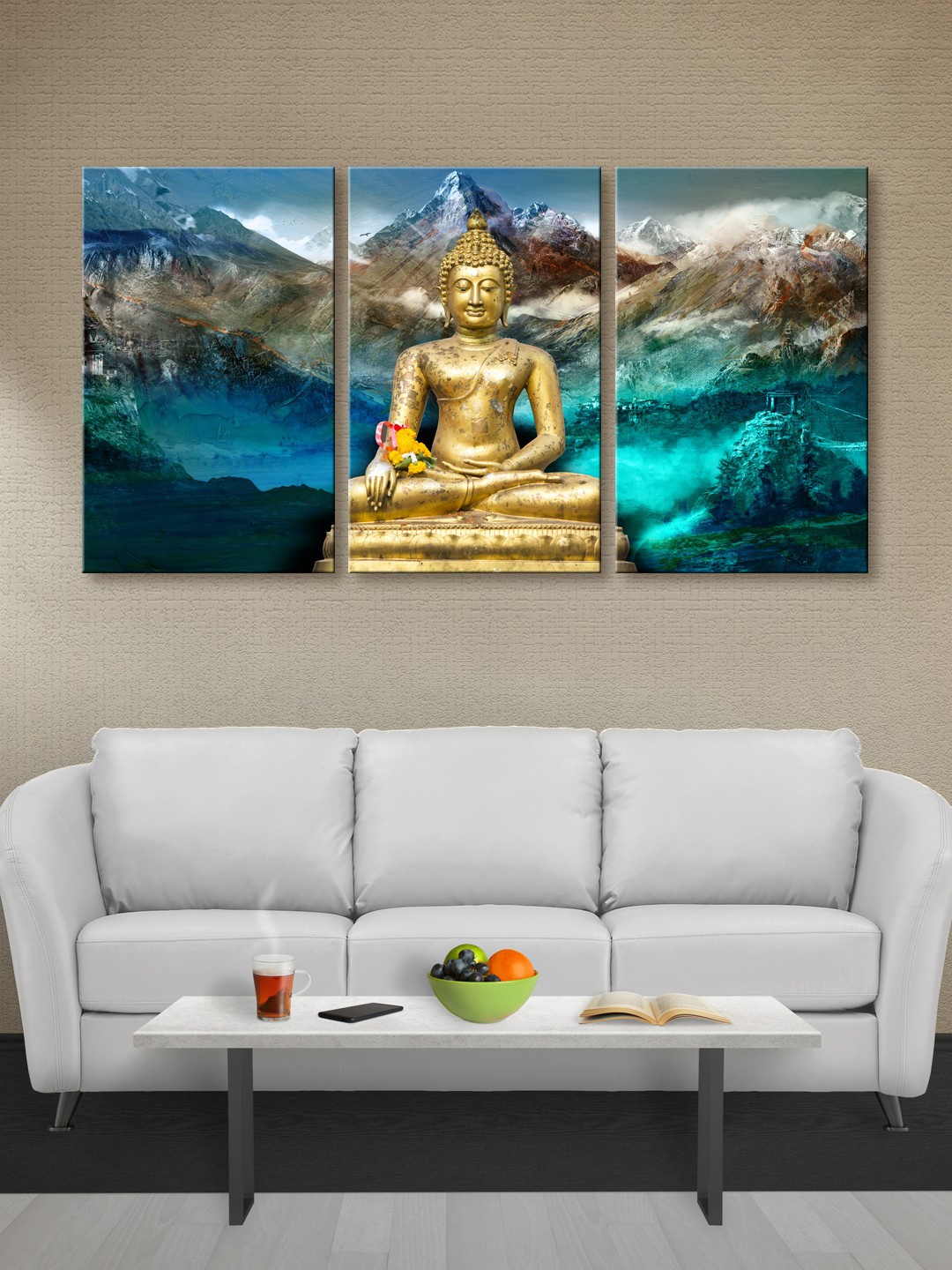 

999Store Multicoloured Lord Buddha Canvas Wall Art, Multi