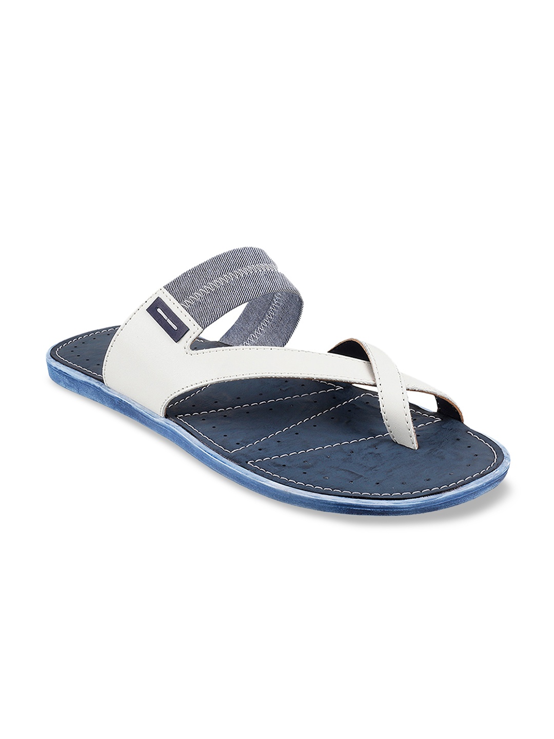 

Metro Men White & Blue Leather Comfort Sandals