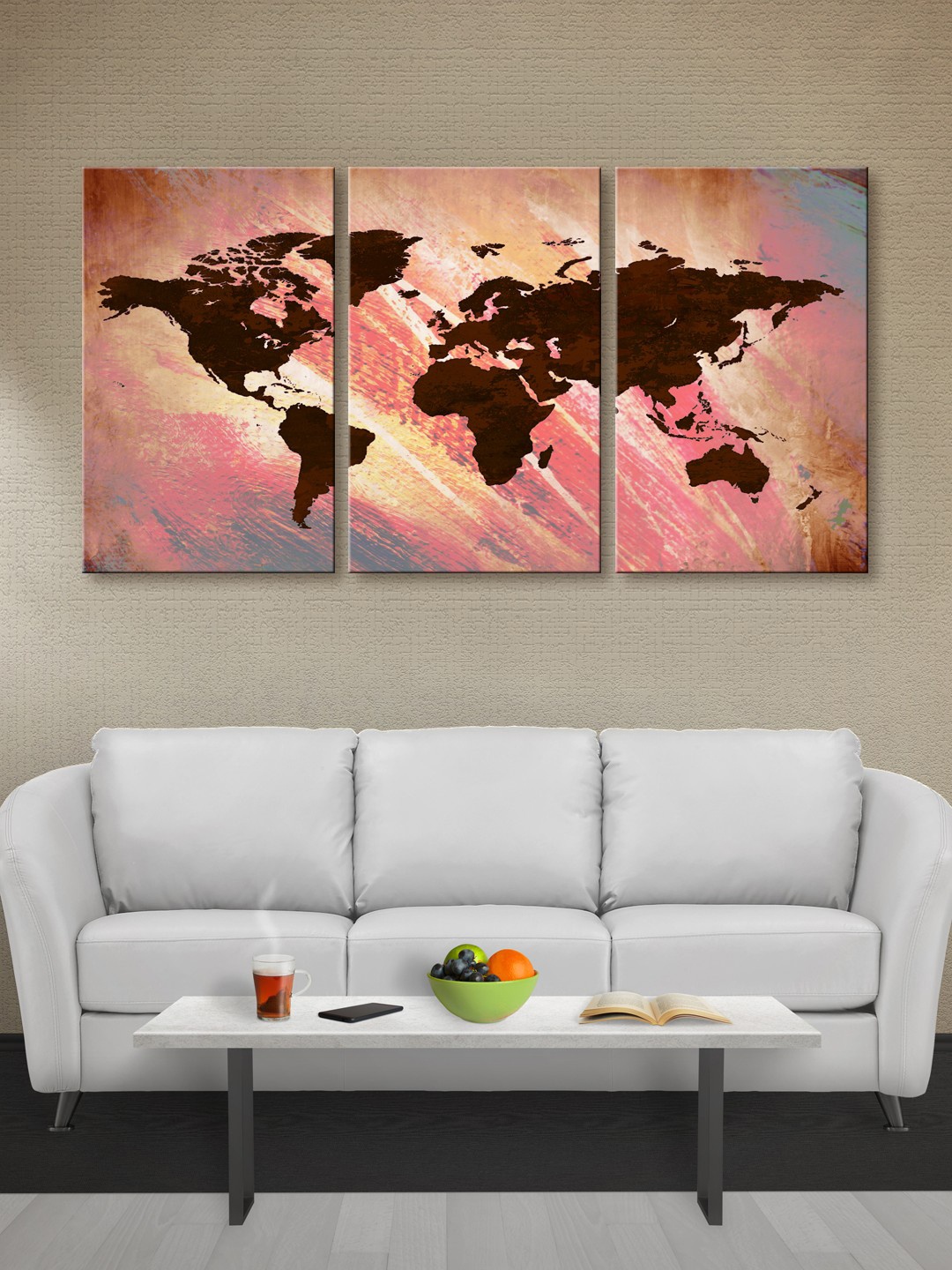 

999Store Multicoloured World Map Canvas Wall Art, Multi