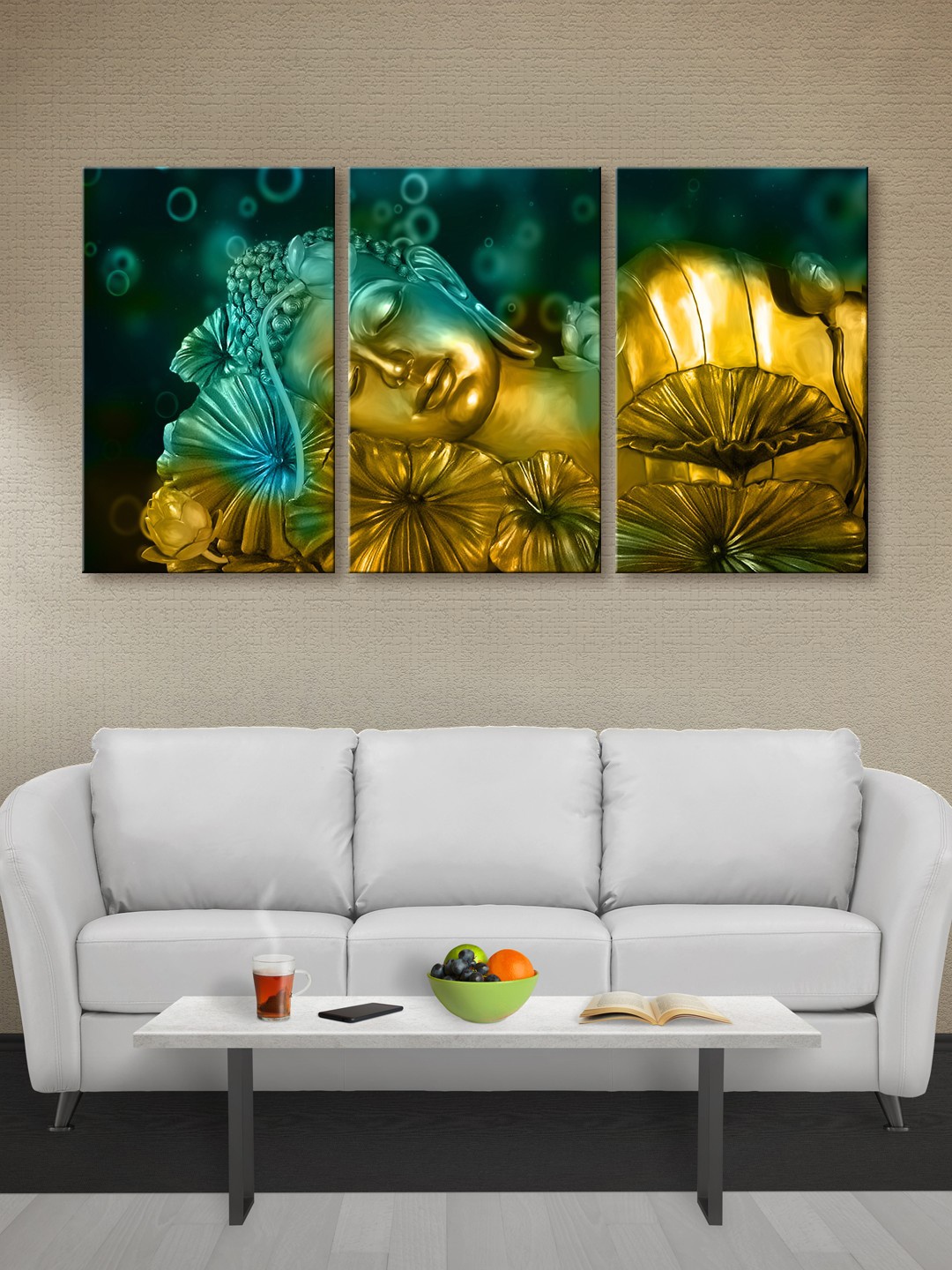 999Store Green & Gold-Toned Lord Buddha Canvas Wall Art