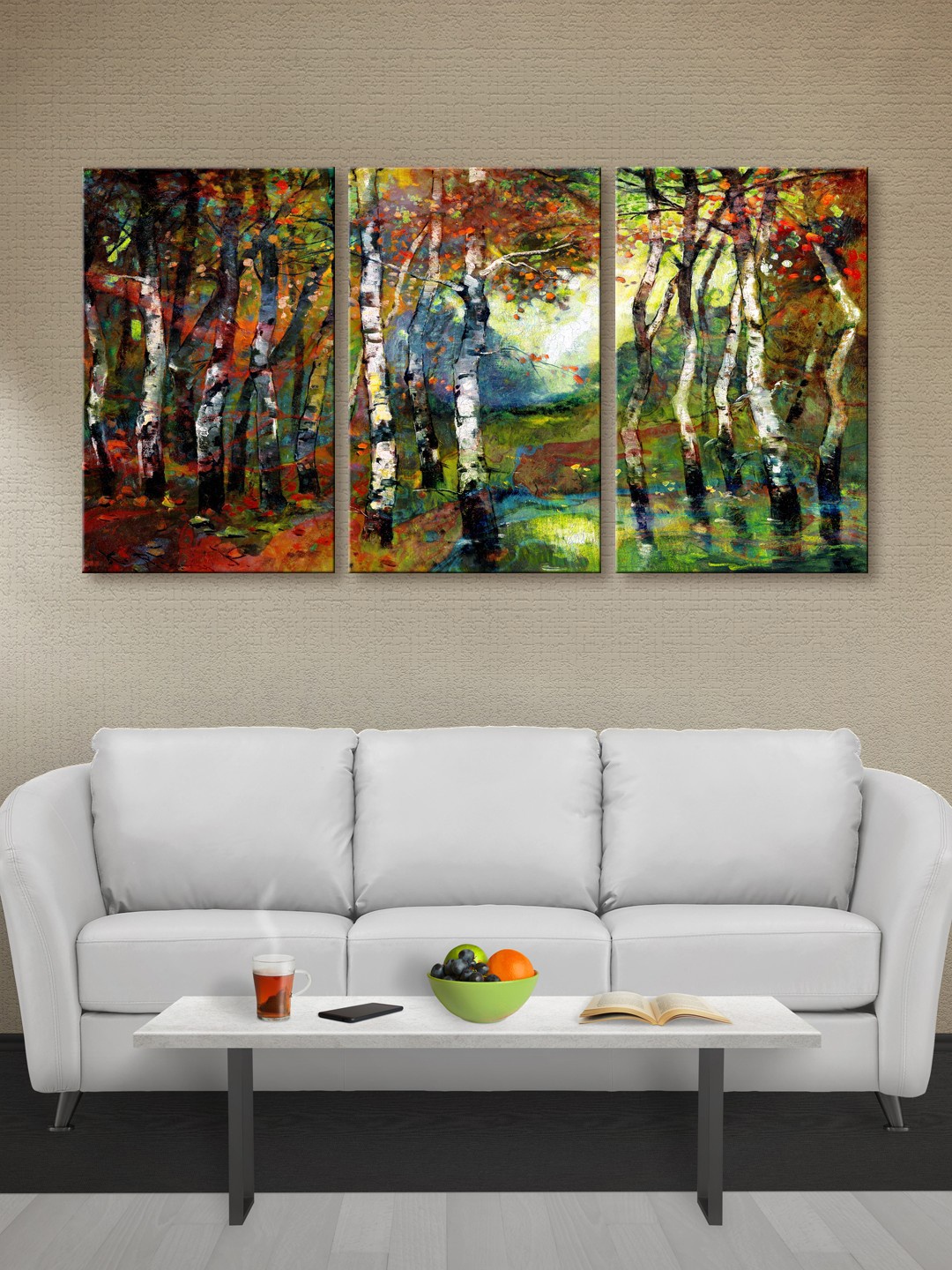 999Store Multicoloured Colourful Tree Canvas Wall Art, Multi