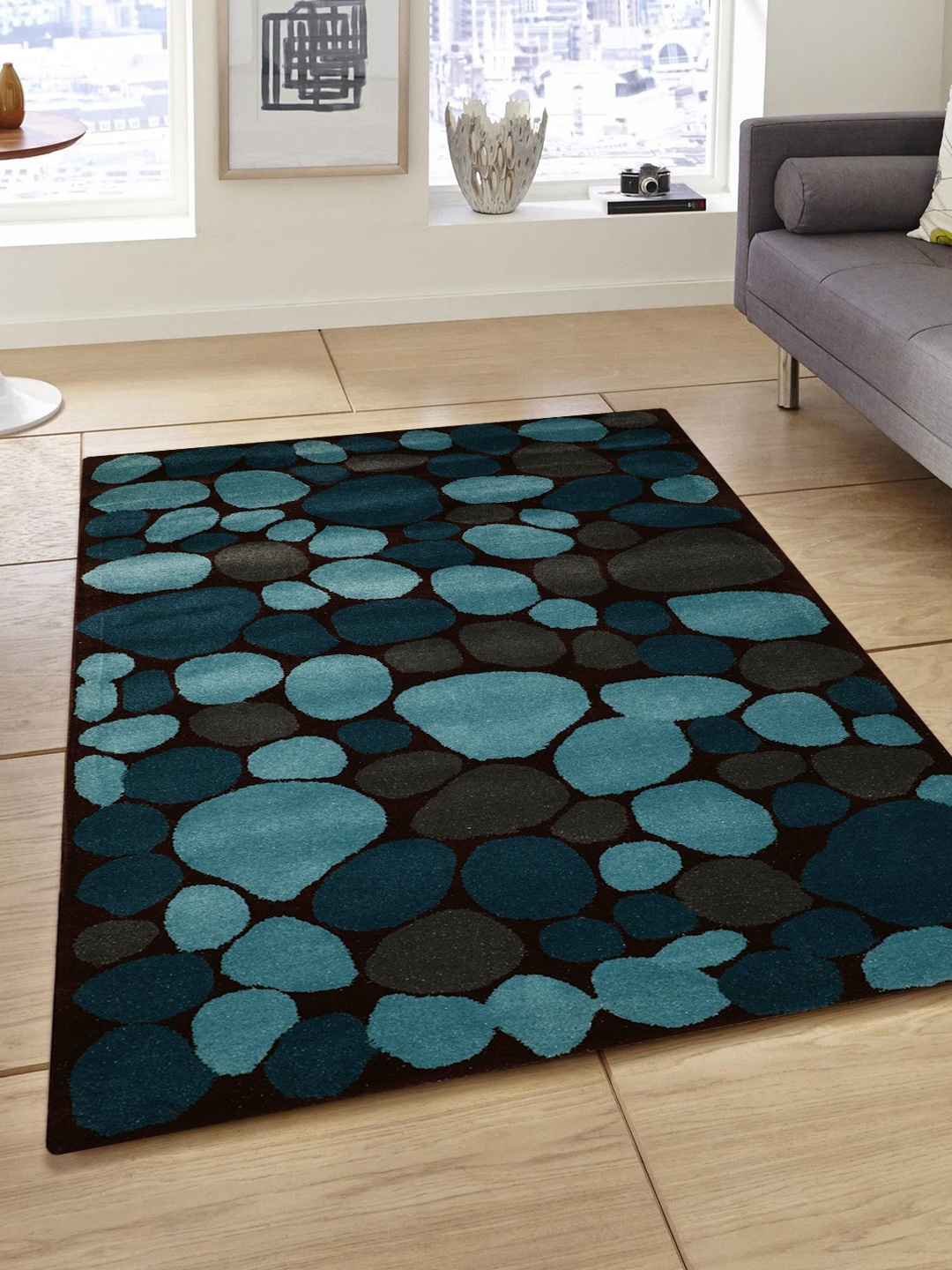 

PRESTO Multicoloured Printed Hand-Tufted Anti-Skid Woolen Carpet, Multi