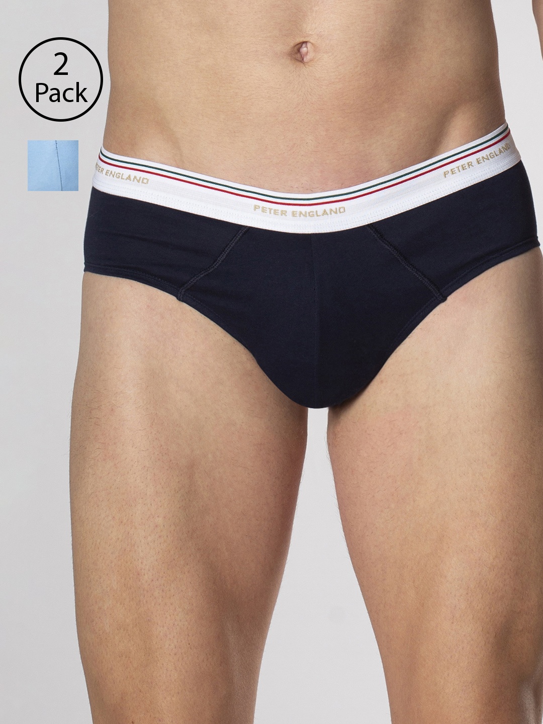 

Peter England Men Pack of 2 Solid Basic Briefs PIWBLBNY9136010, Blue