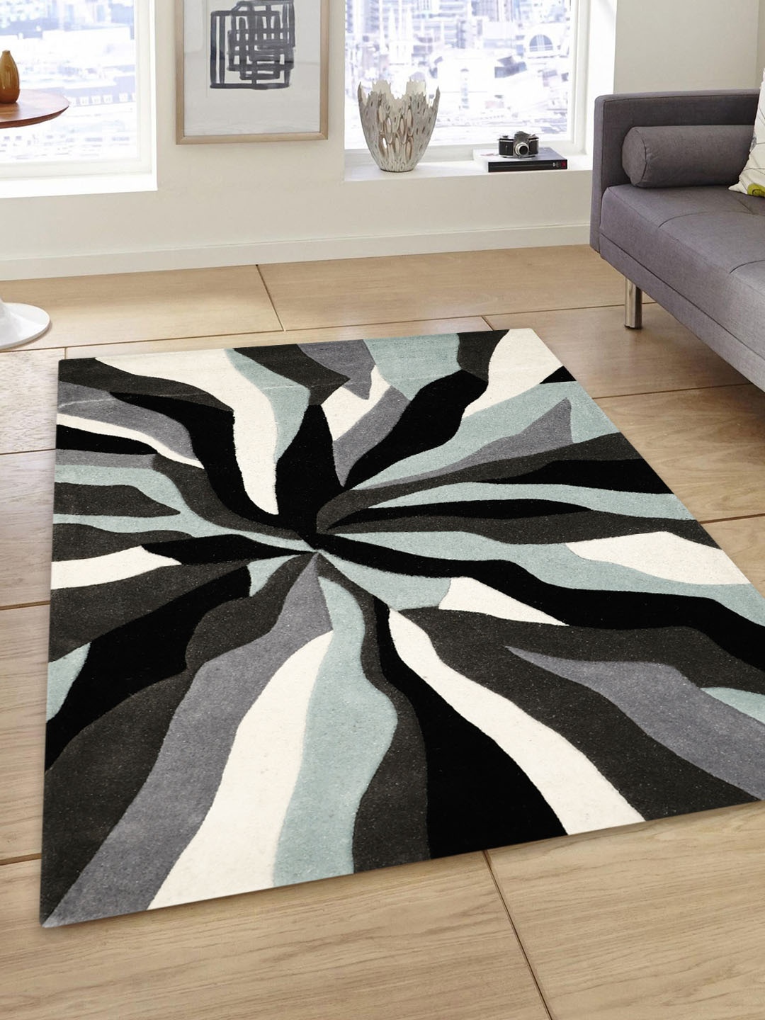 

PRESTO Multicoloured Printed Hand-Tufted Anti-Skid Woolen Carpet, Multi
