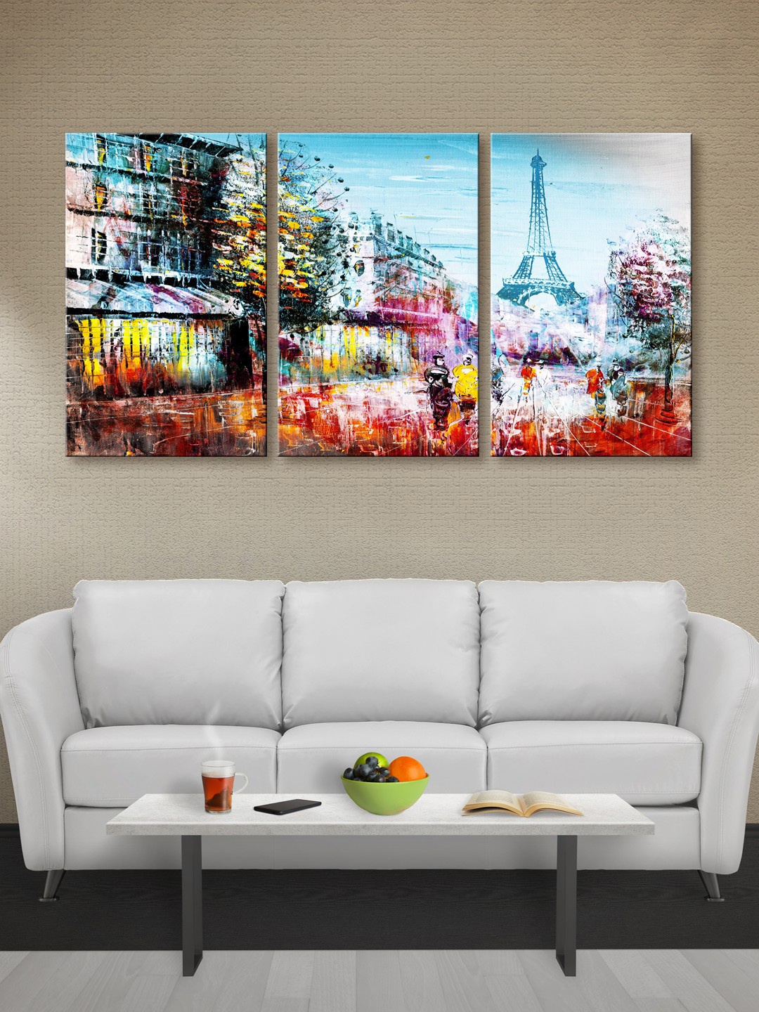 

999Store Multicoloured Eiffel Tower Canvas Wall Art, Multi