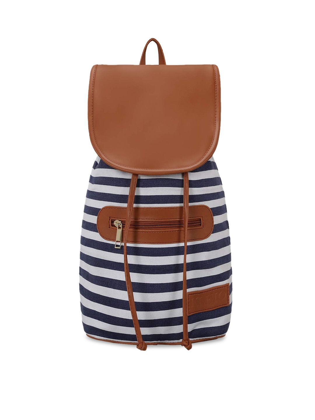 

KLEIO Women Blue & Tan Brown Striped Backpack