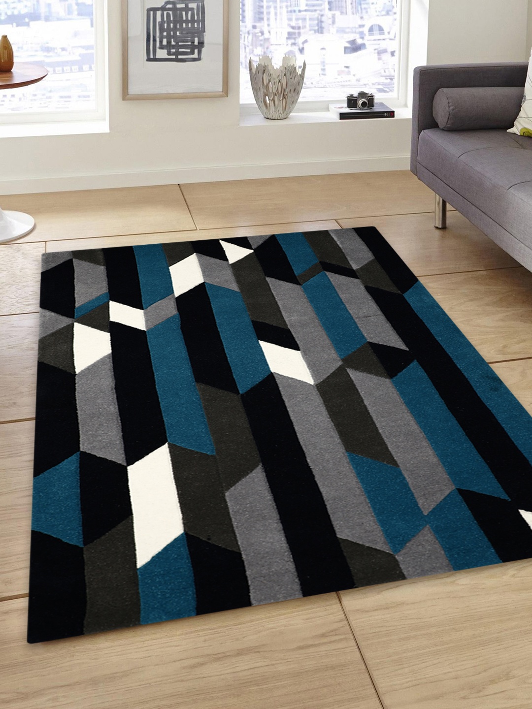 

PRESTO Multicoloured Printed Hand-Tufted Anti-Skid Woolen Carpet, Multi
