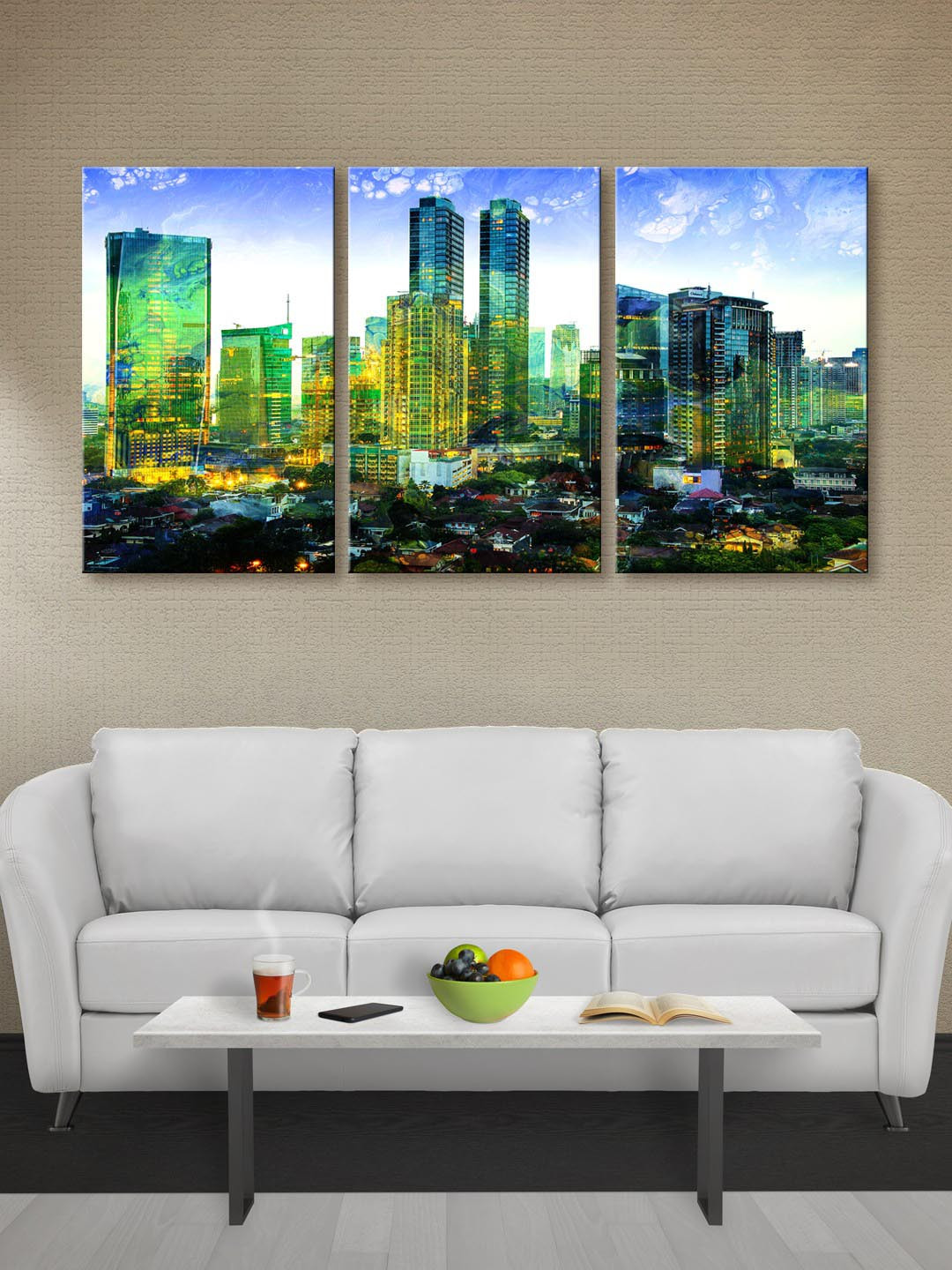 

999Store Multicoloured Buildings Canvas Wall Art, Multi