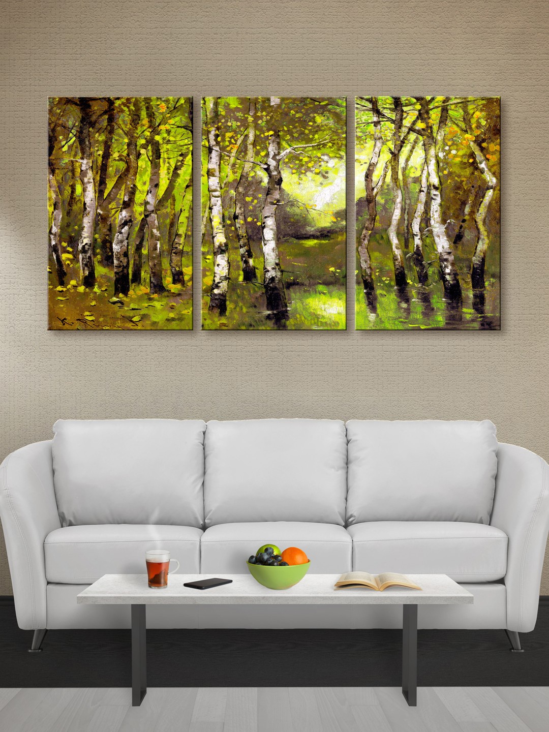 

999Store Yellow & Brown Colourful Tree Canvas Wall Art