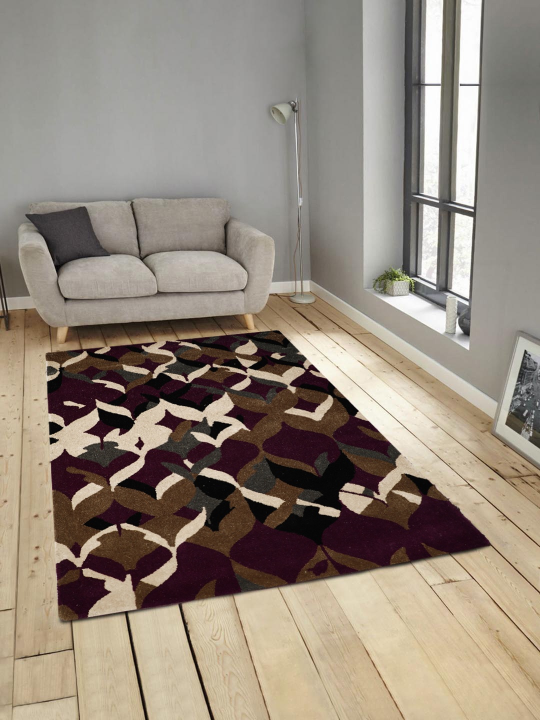 PRESTO Multicoloured Printed Hand-Tufted Anti-Skid Woolen Carpet, Multi