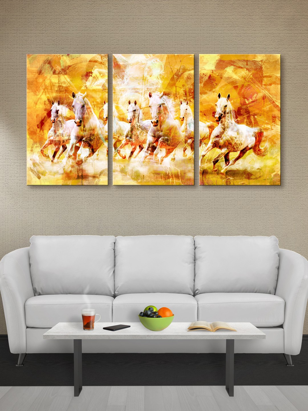 

999Store Yellow Horses Canvas Wall Art