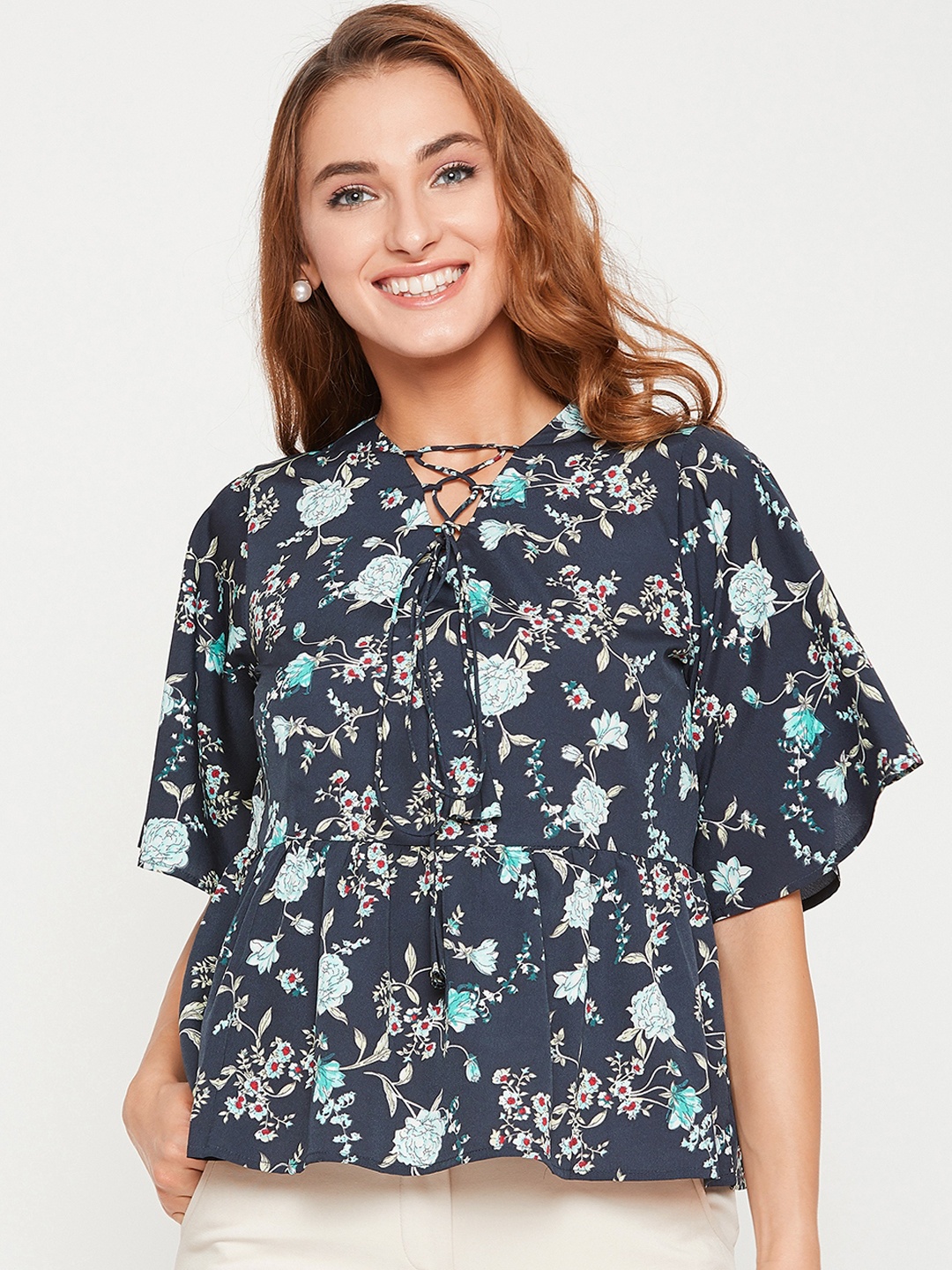 

Carlton London Women Navy Blue Printed Top