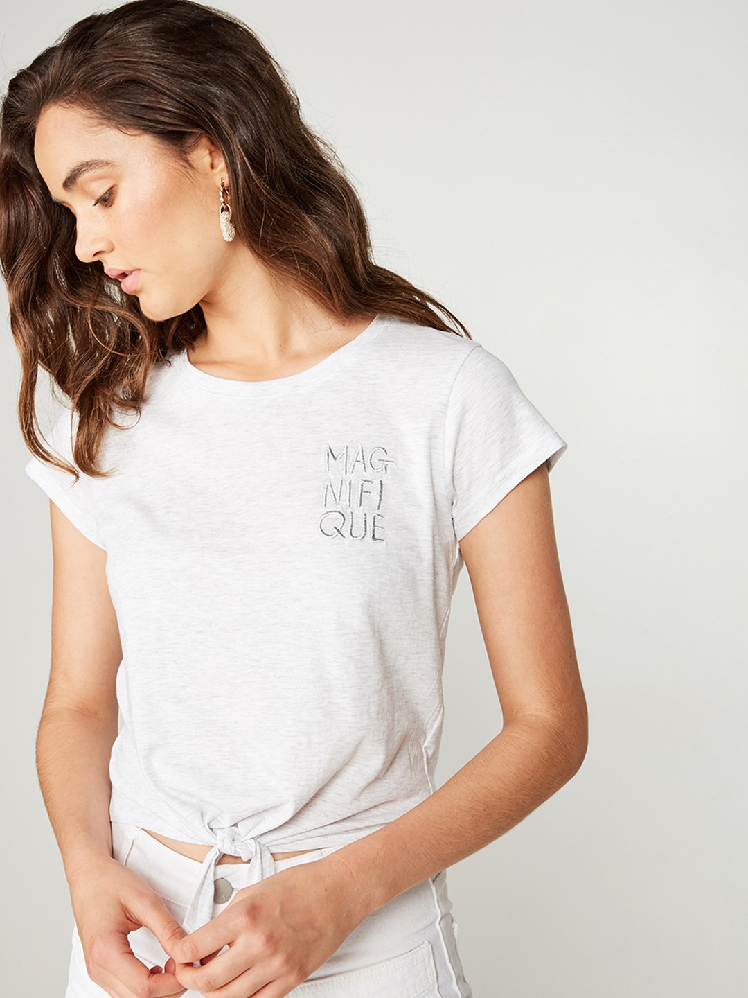 

COTTON ON Women Grey Solid Round Neck T-shirt