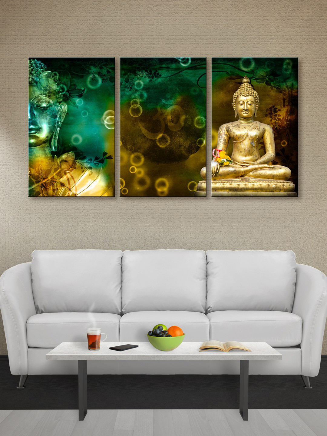 

999Store Green & Gold-Toned Lord Buddha Canvas Wall Art