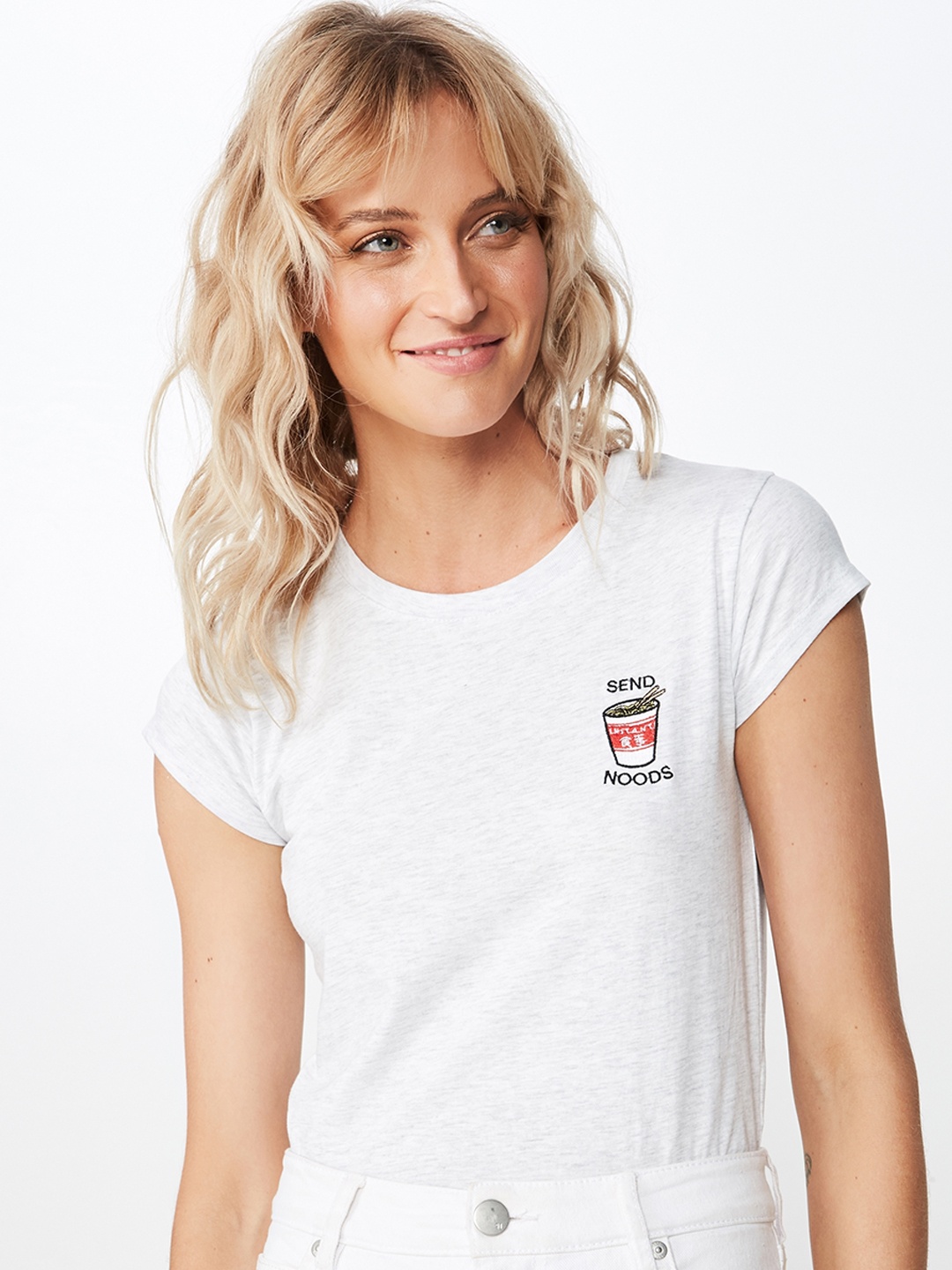 

COTTON ON Women Grey Solid Round Neck T-shirt
