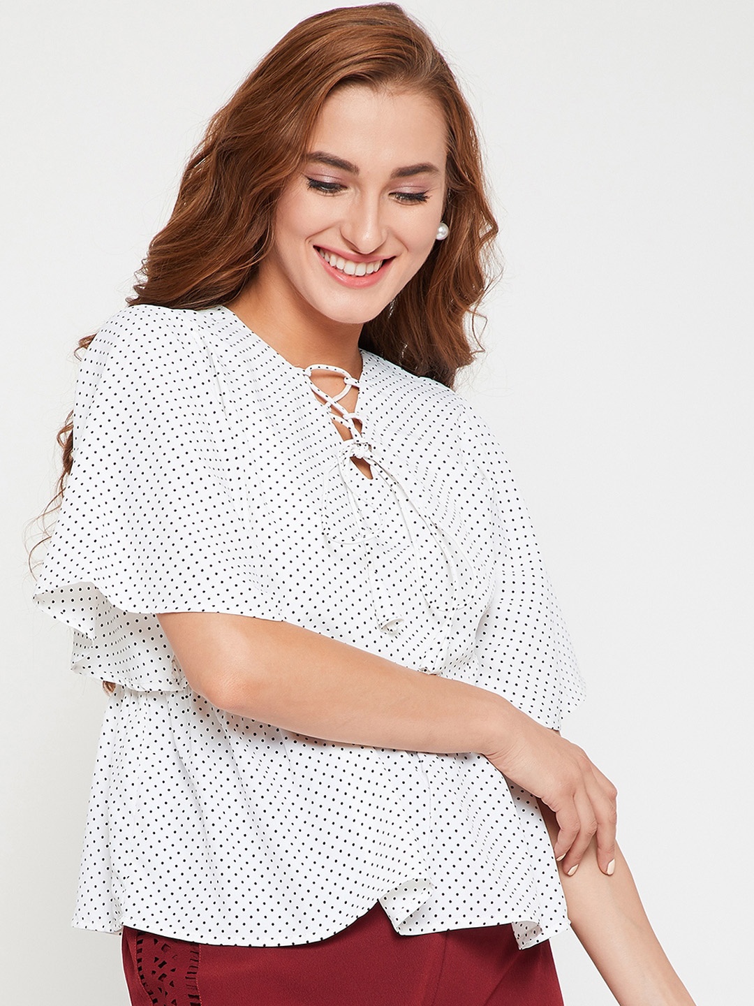 Carlton London Women Off-White Printed A-Line Top
