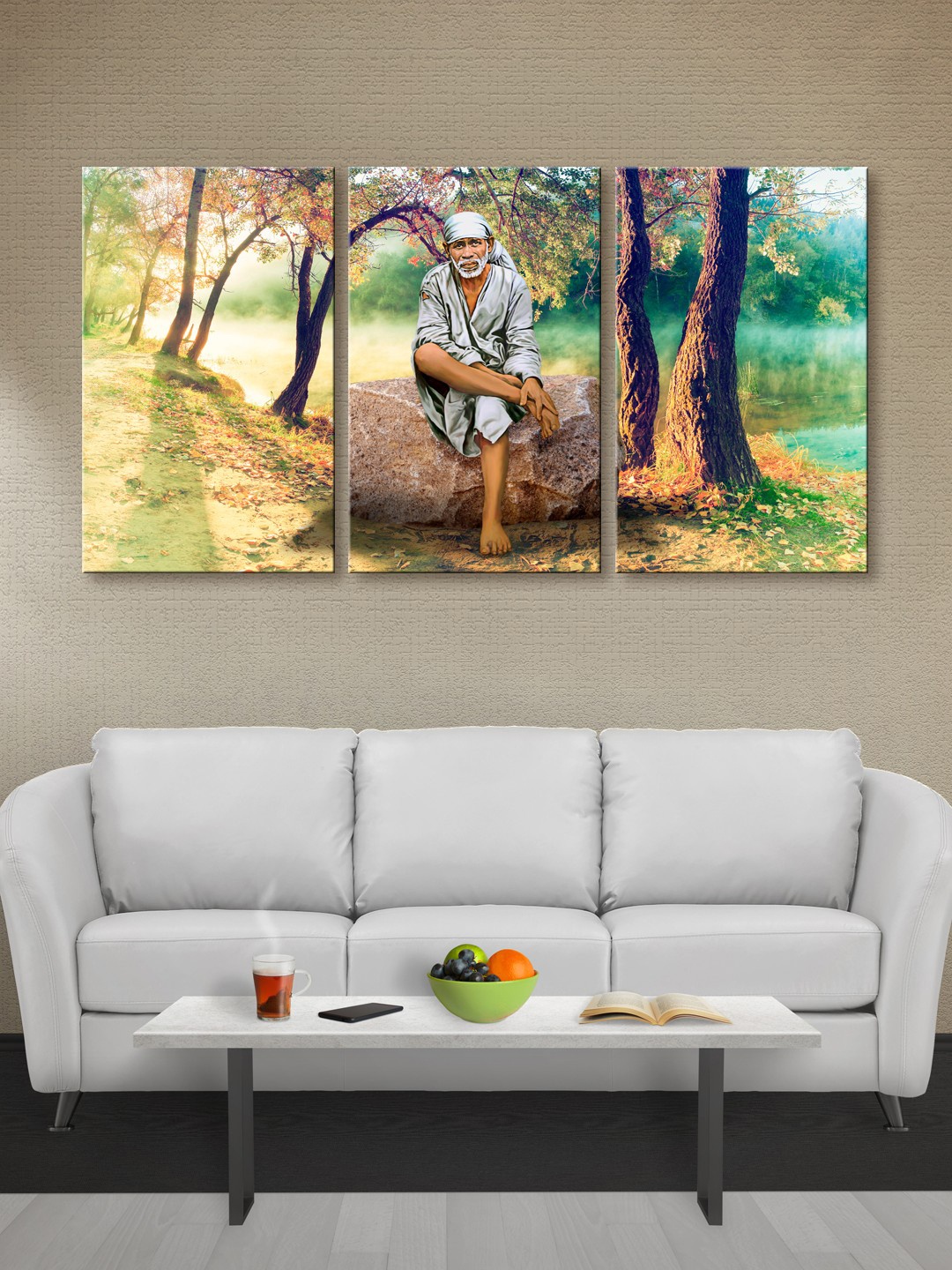 

999Store Multicoloured Sai Baba Canvas Wall Art, Multi