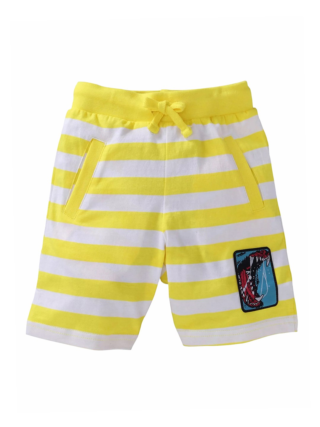 

KiddoPanti Boys Yellow & White Striped Regular Shorts