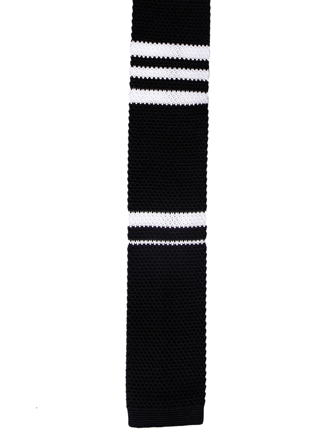 

Tossido Black & White Striped Knitted Broad Tie