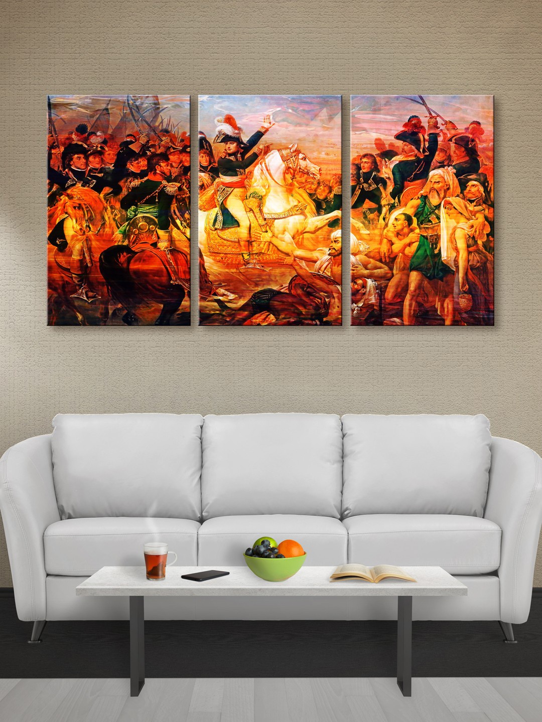 

999Store Multicoloured Set of 3 Historical War Canvas Wall Art, Multi